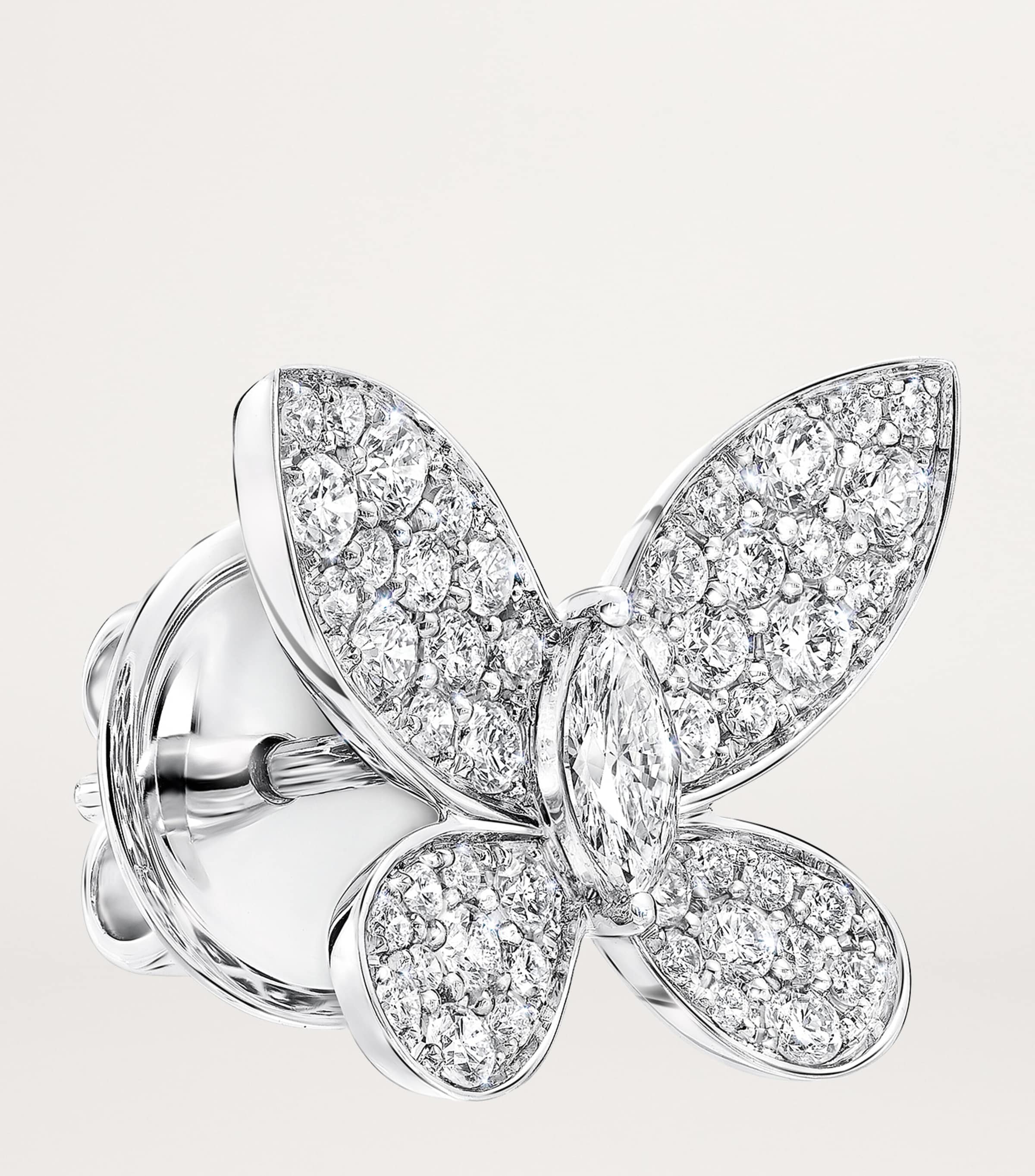 White Gold and Diamond Butterfly Stud Earrings WHITE GOLD Image 3