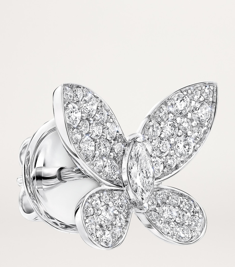 White Gold and Diamond Butterfly Stud Earrings WHITE GOLD Image 3