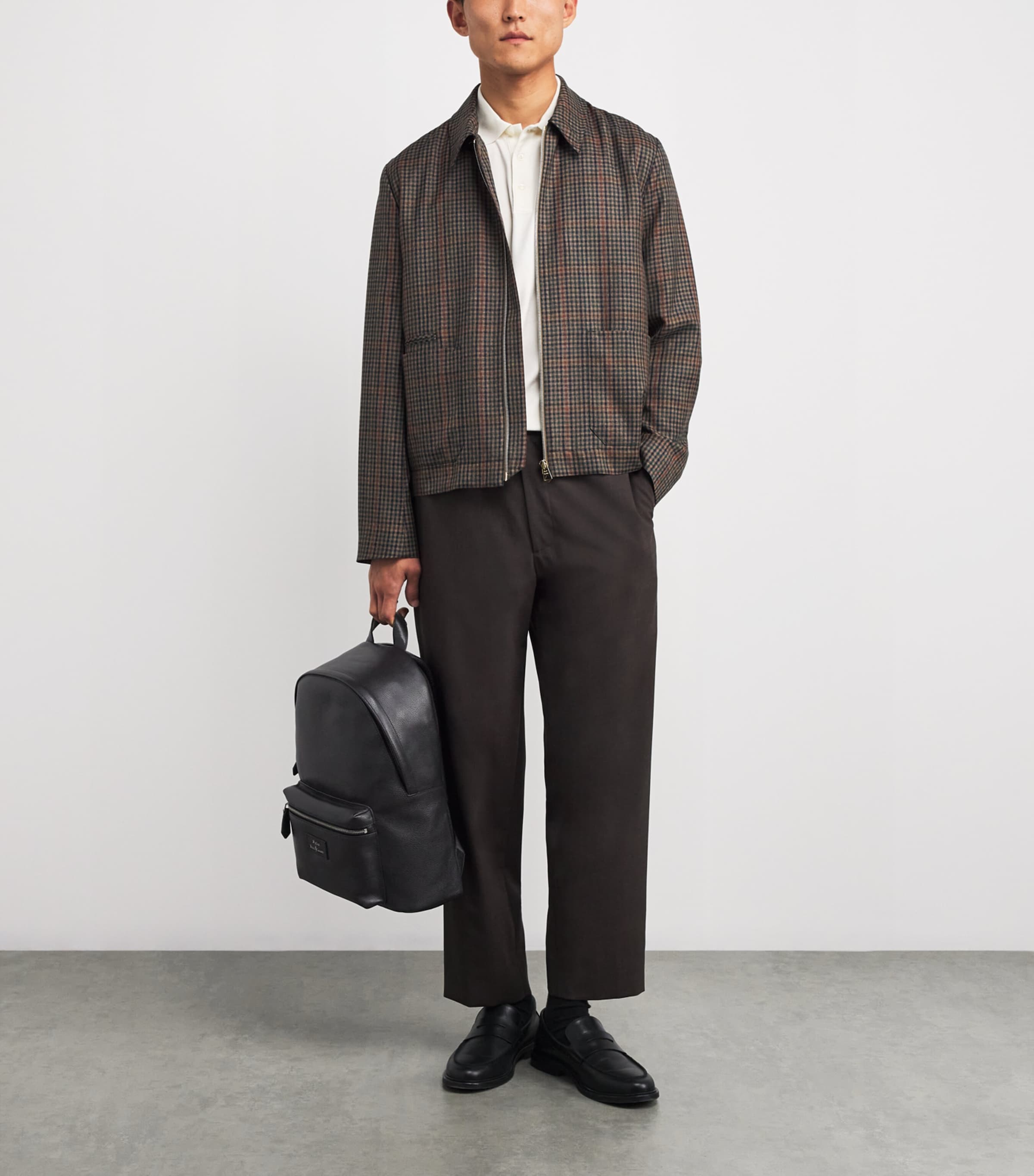 Pebbled Leather Backpack BLACK Image 5