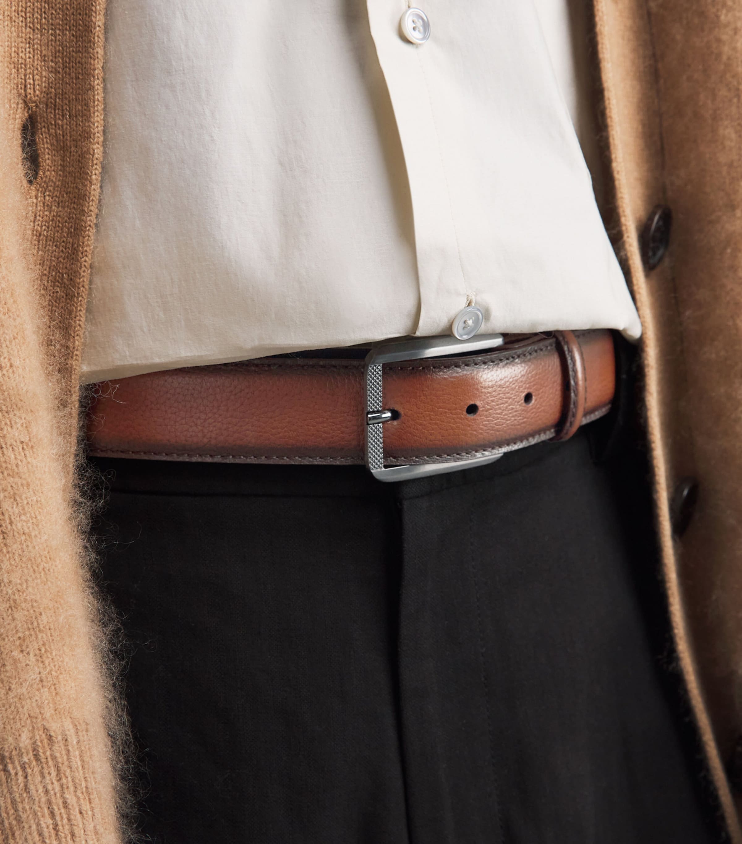 Elliot Rhodes Burnished Leather Belt Chestnut Image 2