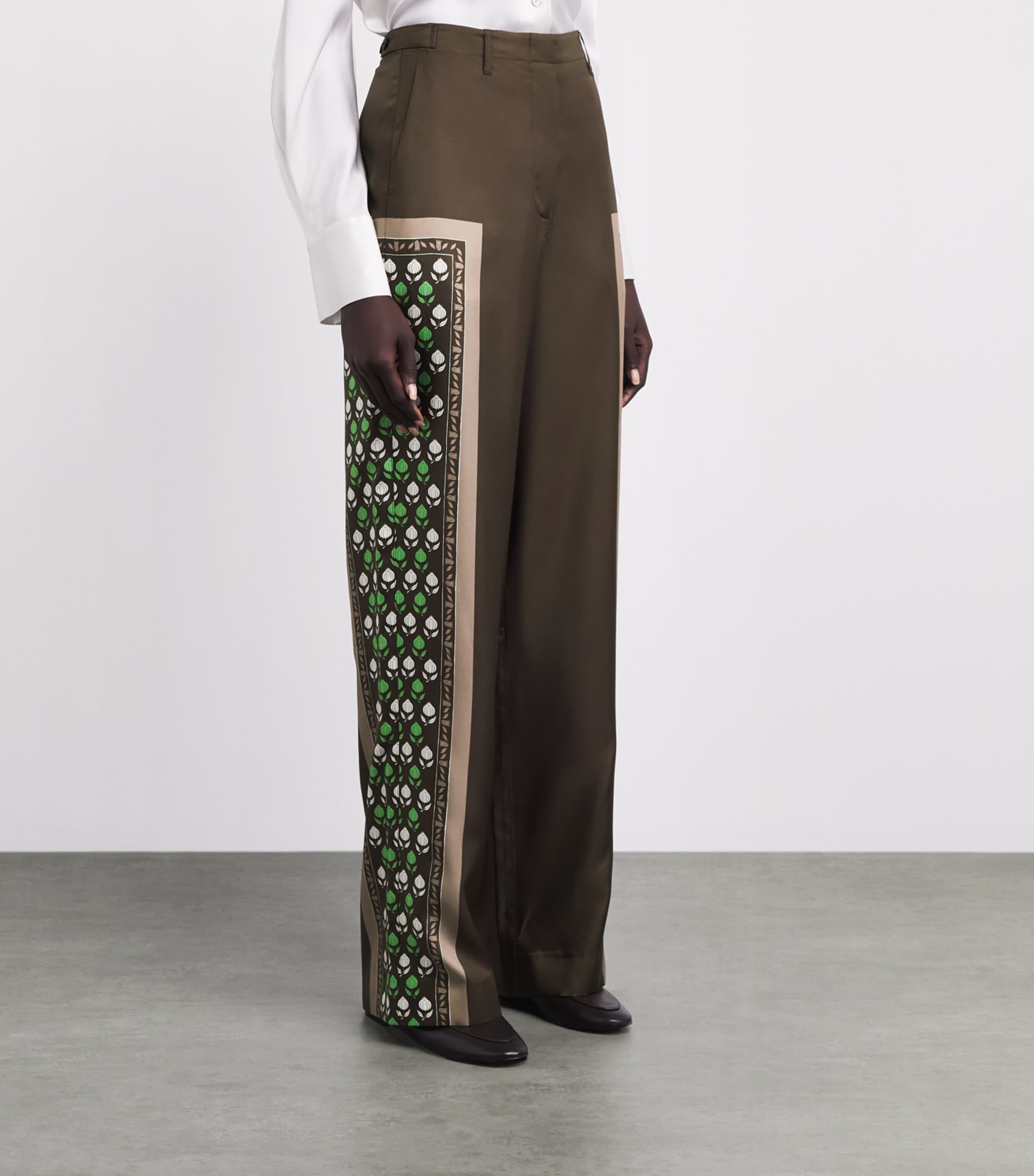 Tory Burch Womens Silk Satin Straight Trousers Chocolate Pmgrnte Image 4