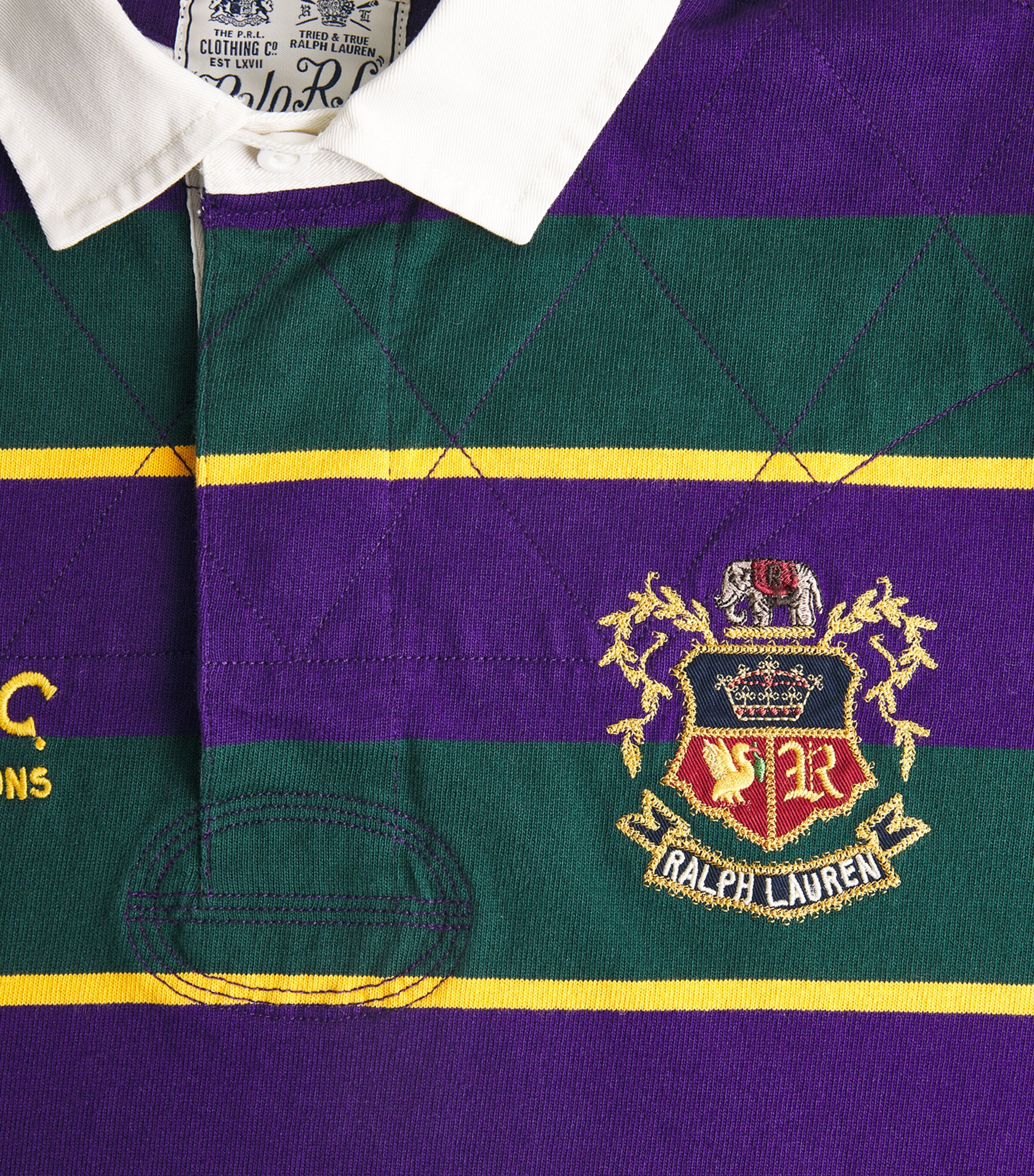 Polo Ralph Lauren Mens Cotton Stripe Embroidered Rugby Shirt Branford Purple Mlti Image 6