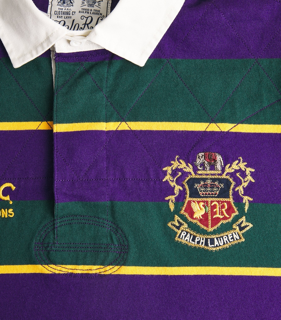 Polo Ralph Lauren Mens Cotton Stripe Embroidered Rugby Shirt Branford Purple Mlti Image 6