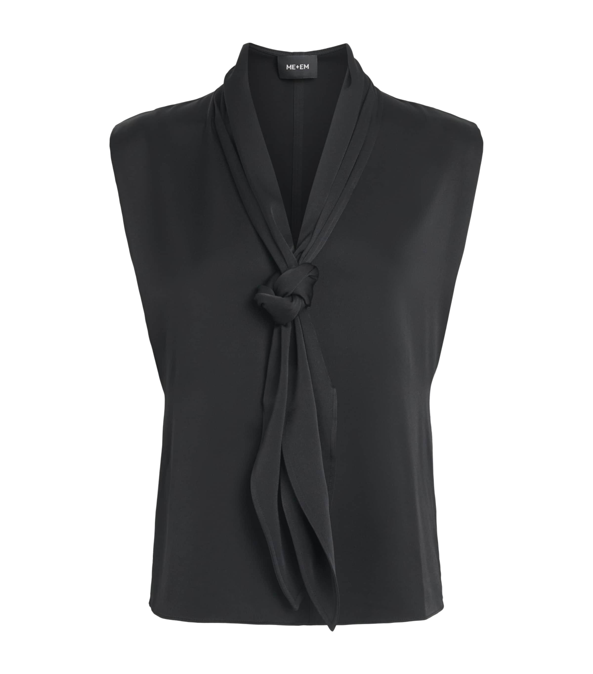 Me+em Satin Sleeveless Blouse In Black