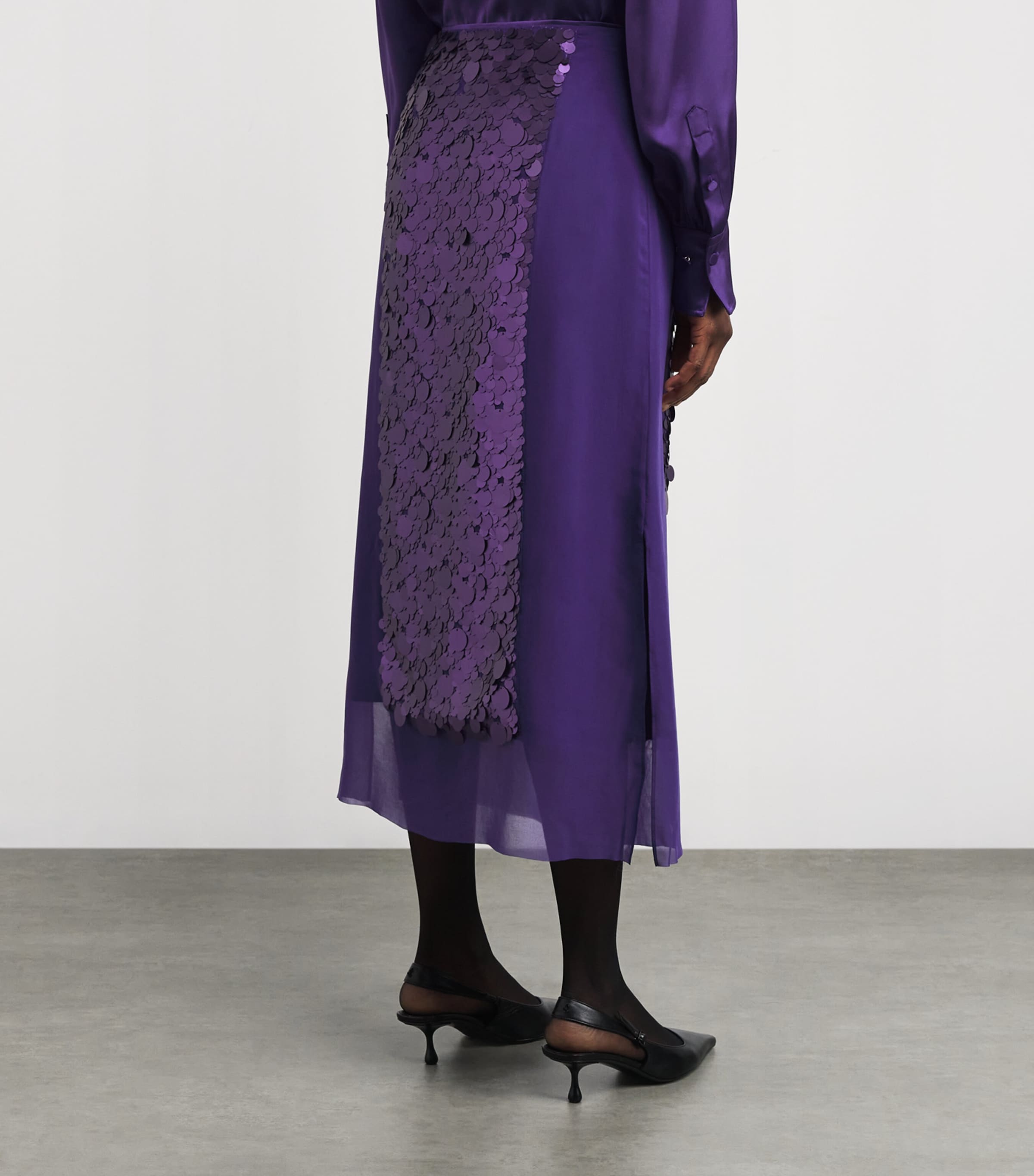 Chiffon Embellished Cambo Midi Skirt VIOLET Image 4