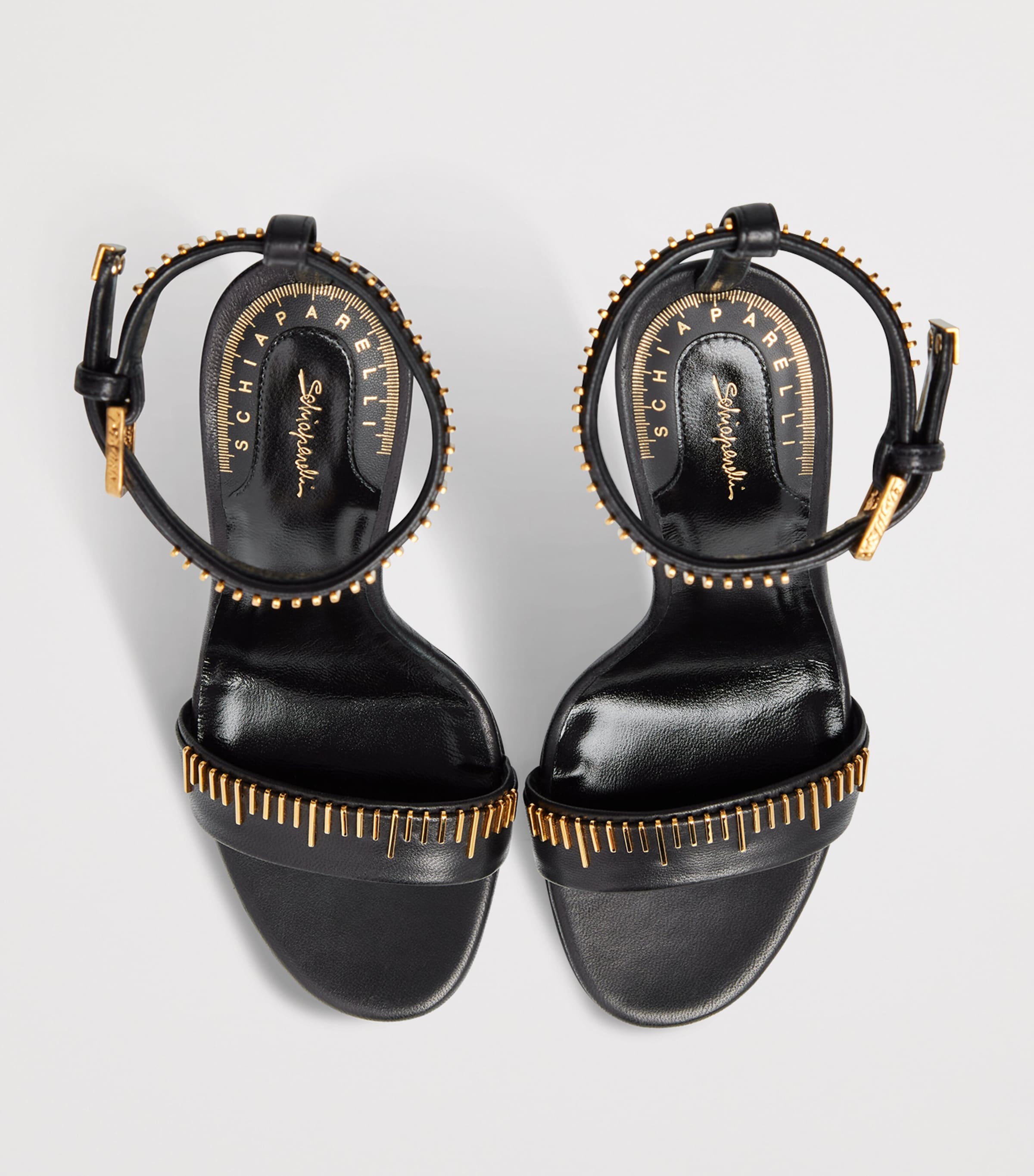 Schiaparelli Leather Measuring Tape Heeled Sandals 105 Black Image 5