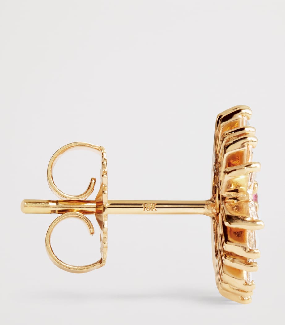 Suzanne Kalan Rose Gold, Diamond and Pink Sapphire Mini Evil Eye Stud Earrings Rg/p Image 4