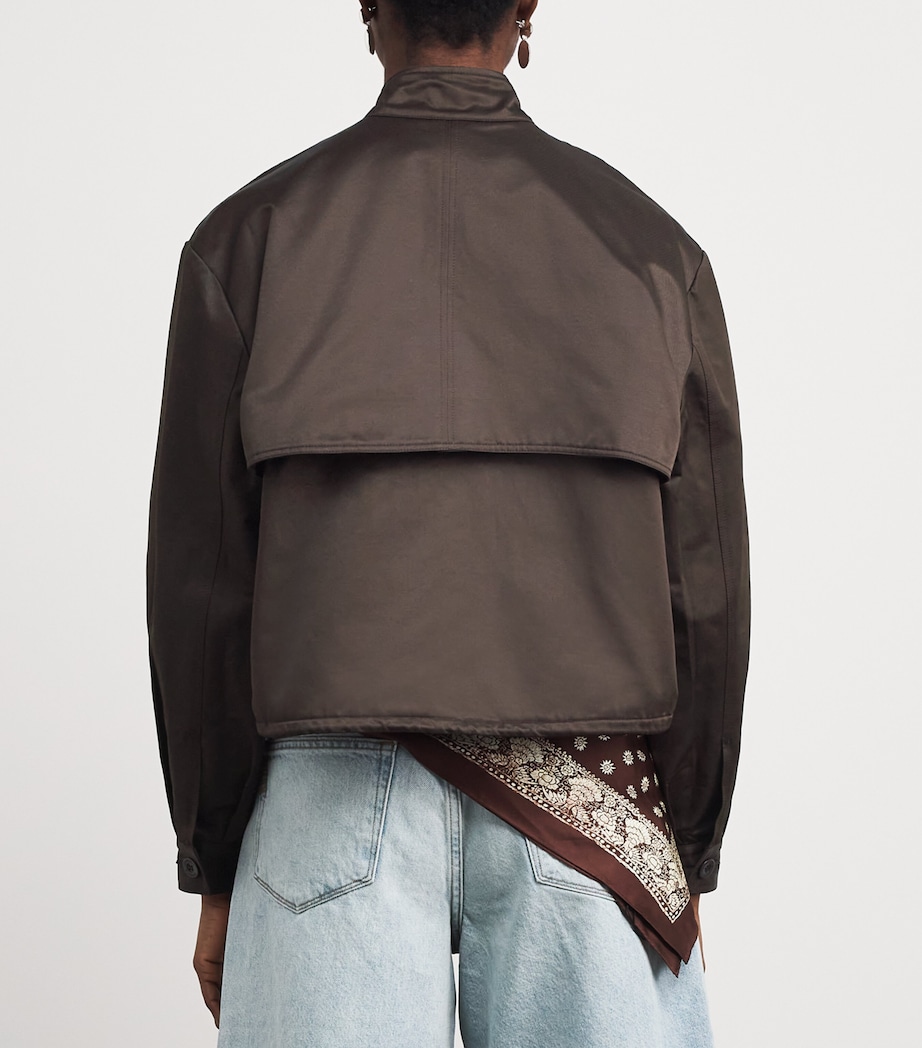 Claudie Pierlot Womens Satin-Effect Wide-Fit Jacket Brown Image 5