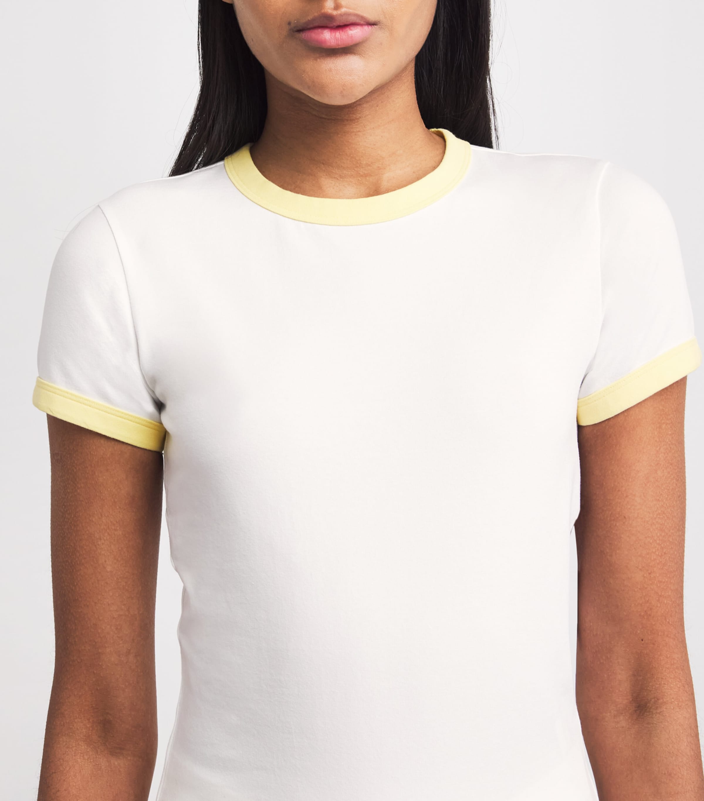 Good American Womens Super-Stretch Ringer Baby T-Shirt White Image 3