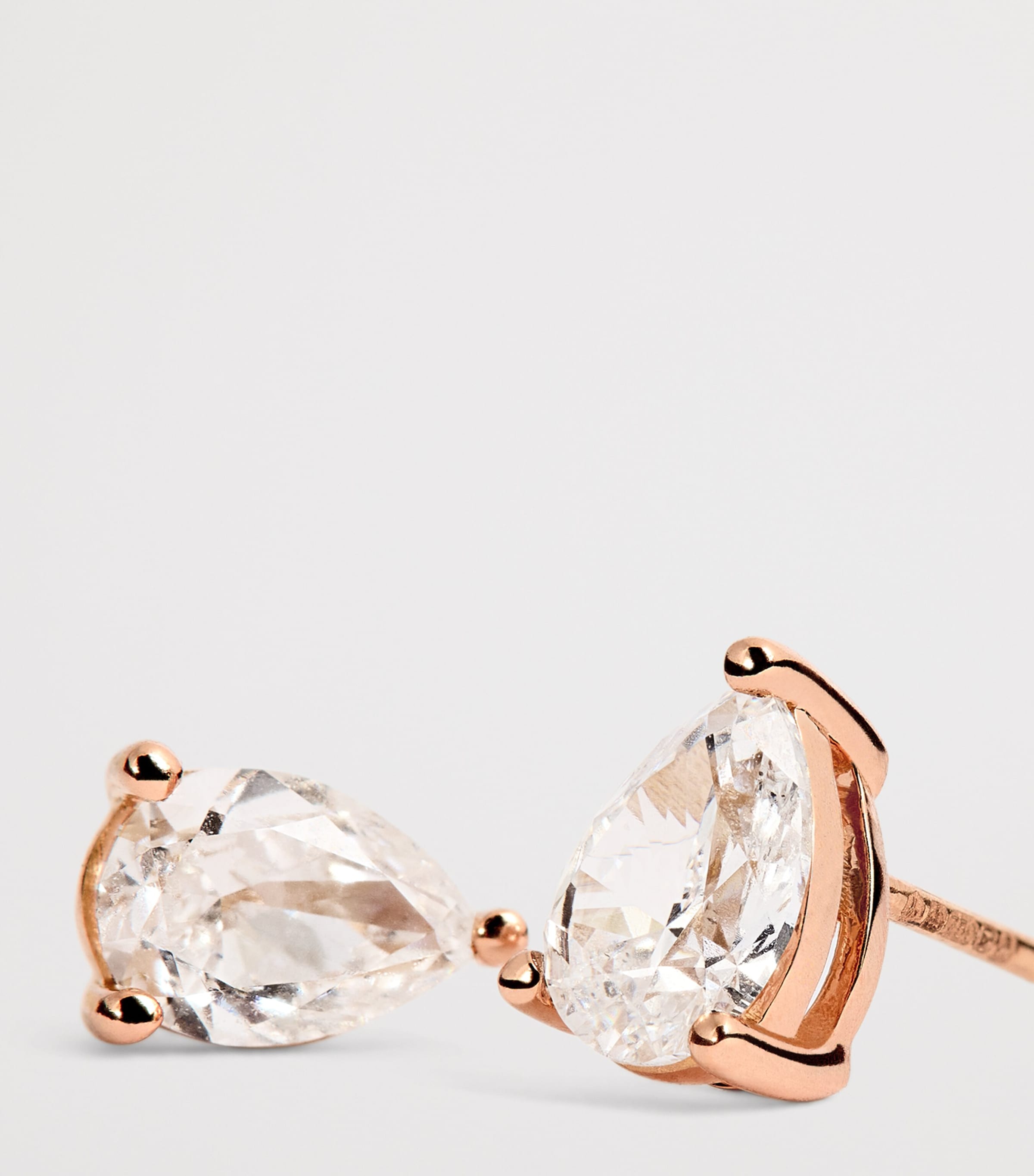 Rose Gold and Diamond Pear Stud Earrings (1.00ctw) ROSE GOLD Image 5