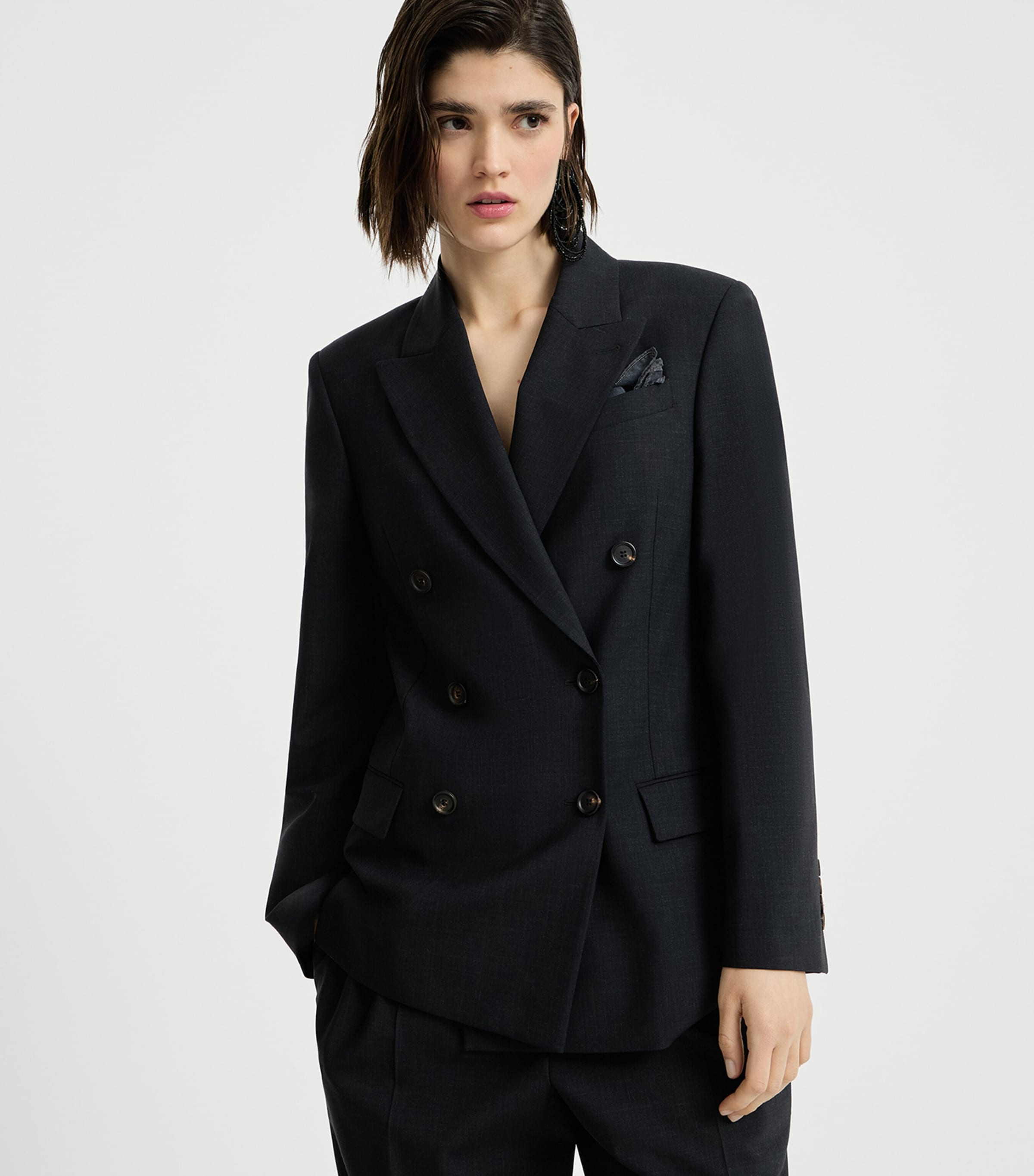 Brunello Cucinelli Womens Wool-Blend Double-Breasted Jacket Image 2
