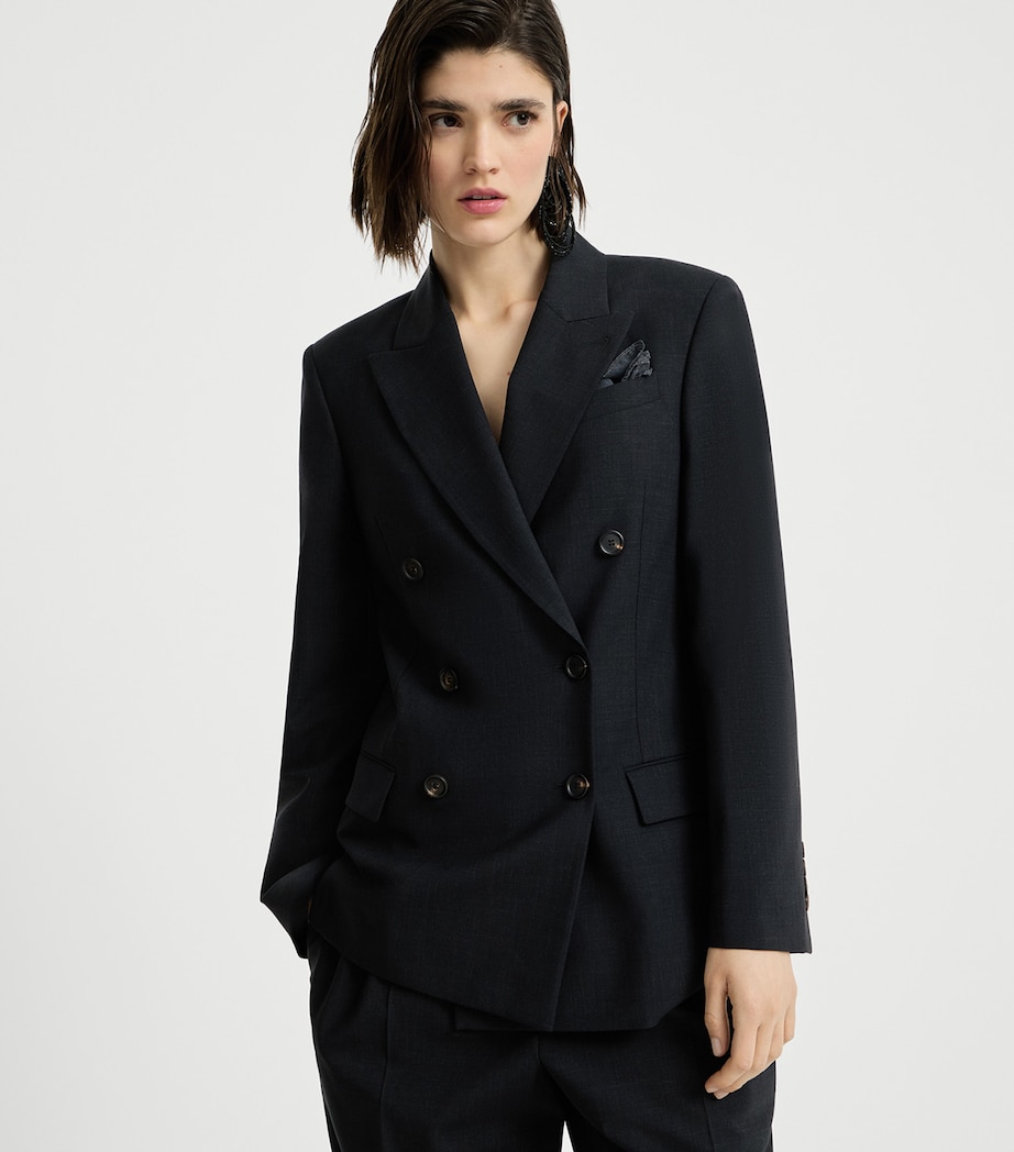 Brunello Cucinelli Womens Wool-Blend Double-Breasted Jacket Image 2
