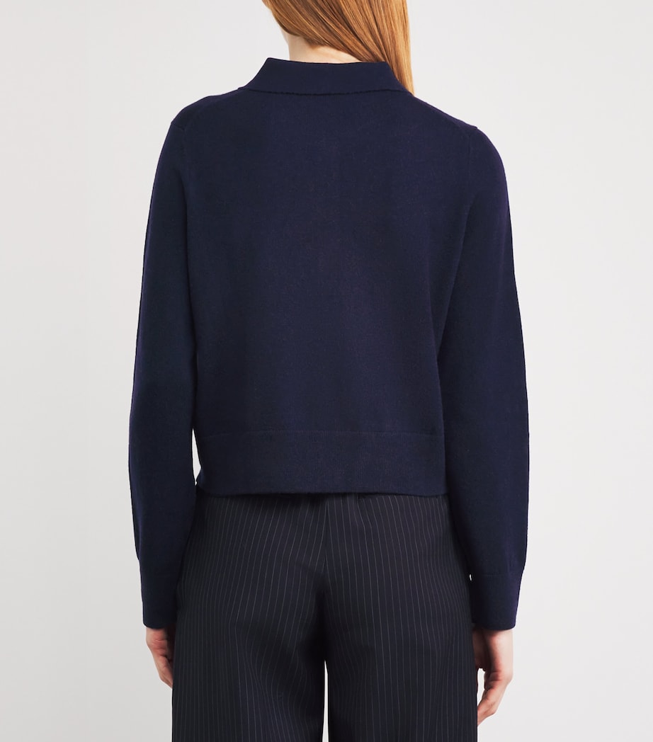 Wool-Cashmere Stripe Cardigan NAVY BLUE Image 4