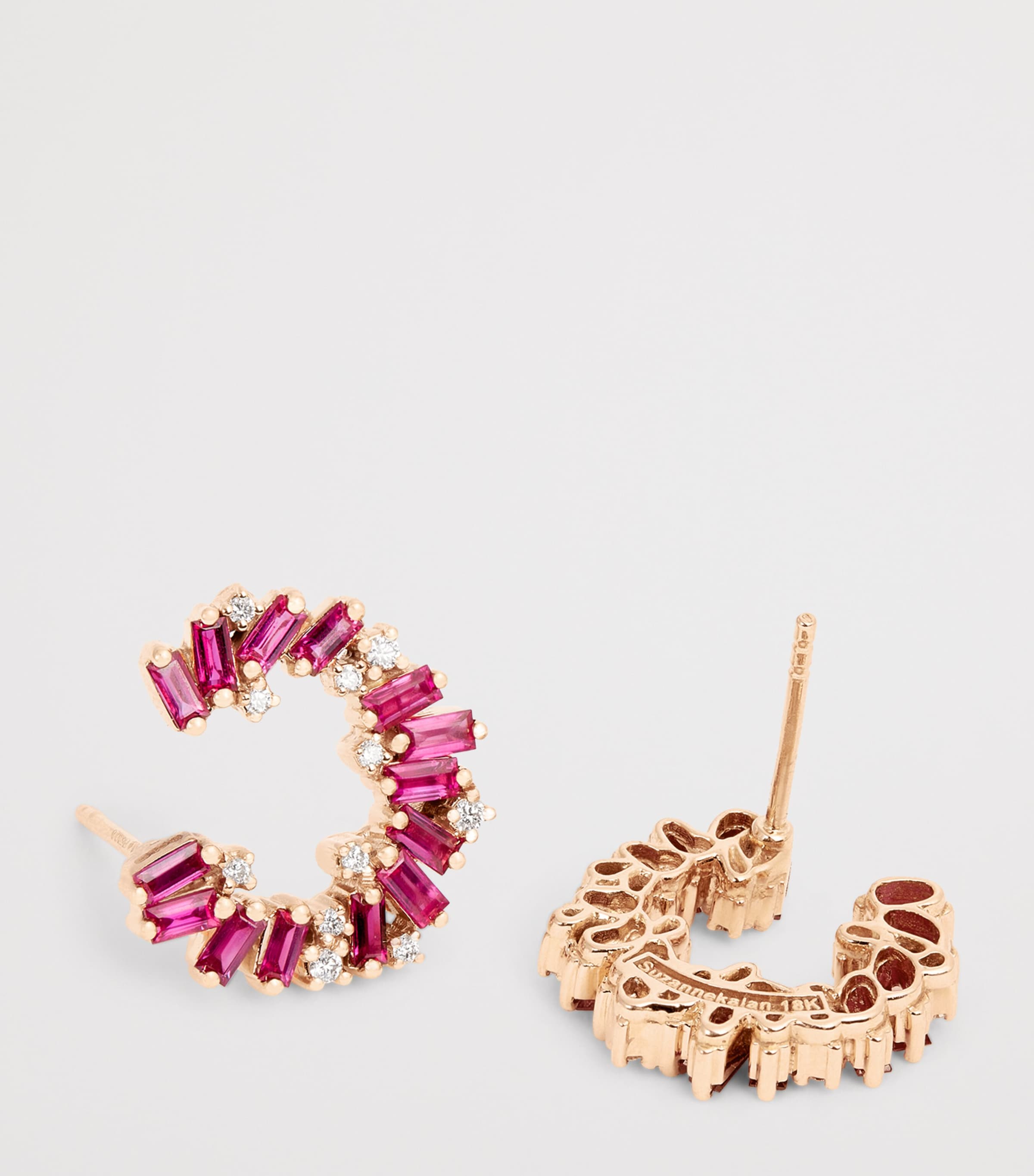 Suzanne Kalan Rose Gold, Diamond and Ruby Frenzy Spiral Earrings Rg/ruby Image 6