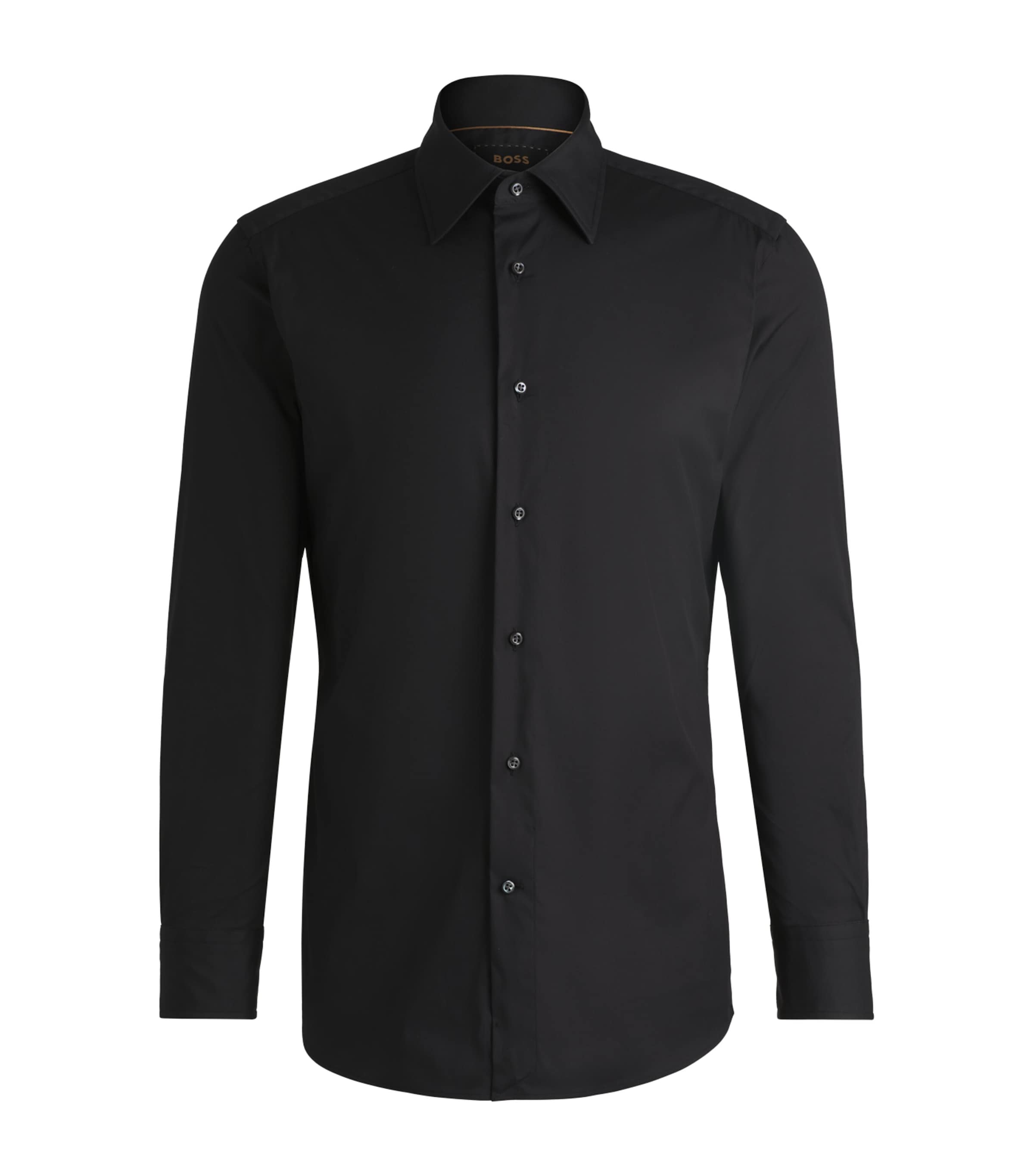 Hugo Boss Slim-fit Shirt In Cotton-blend Poplin With Stretch In Black