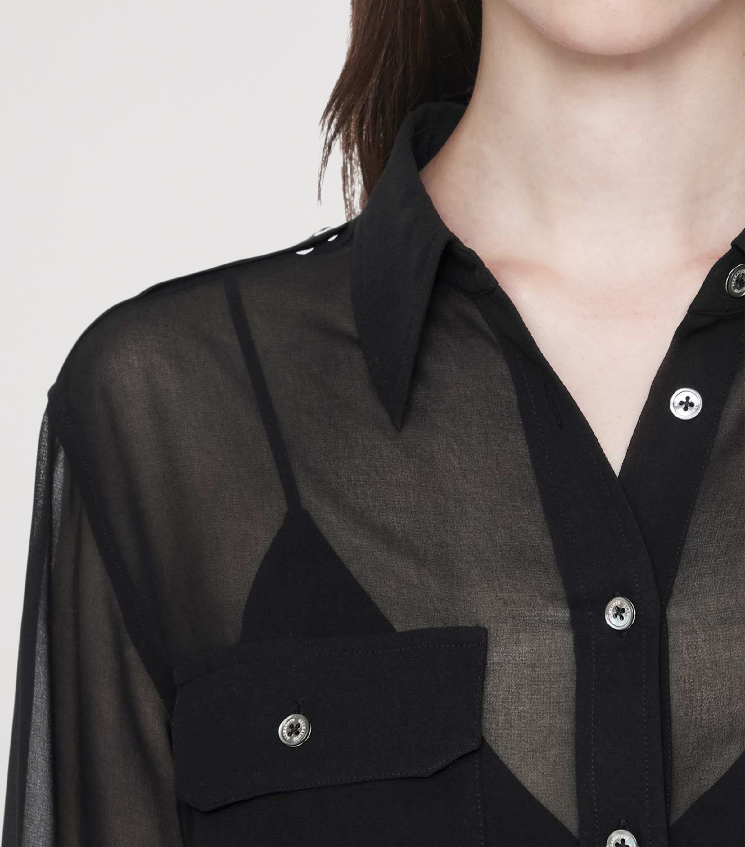 AllSaints Womens Maven Shirt Sheer Black Image 4