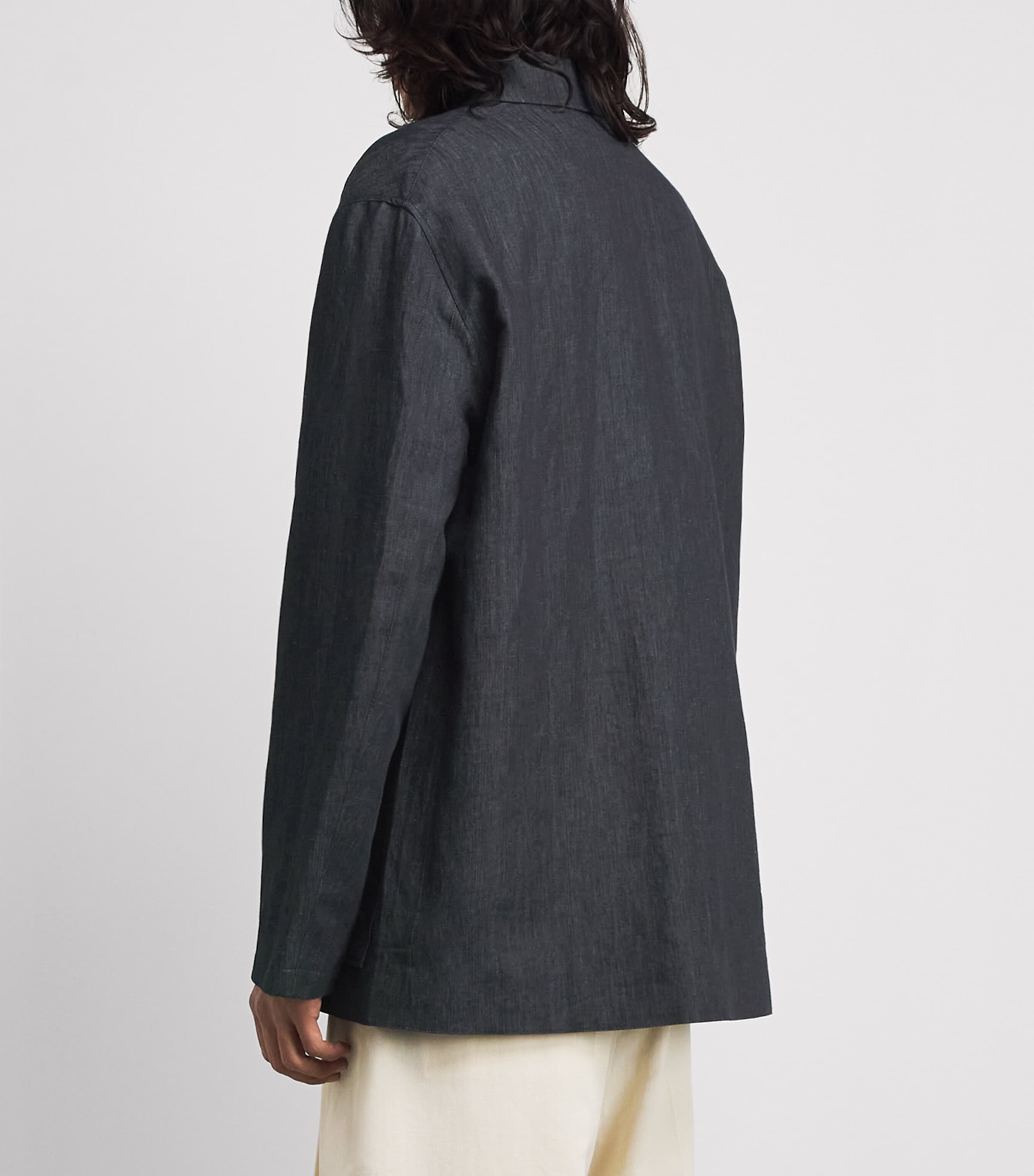 Studio Nicholson Mens Cotton-Linen Nopi Jacket Indigo Image 5