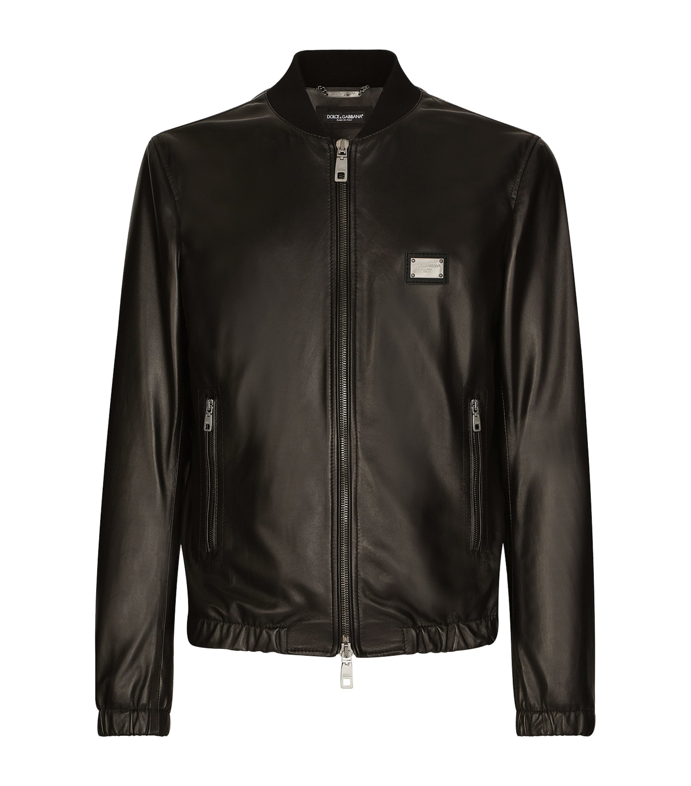 Dolce & Gabbana Black Jacket With Metal Logo Patch On The Chest