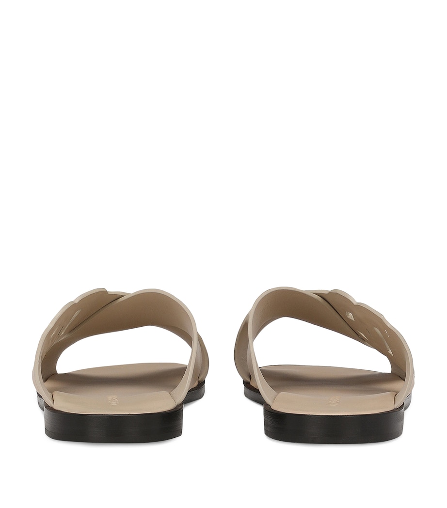 Leather Logo Crossover Sandals 8H005-CAPPUCCINO Image 4