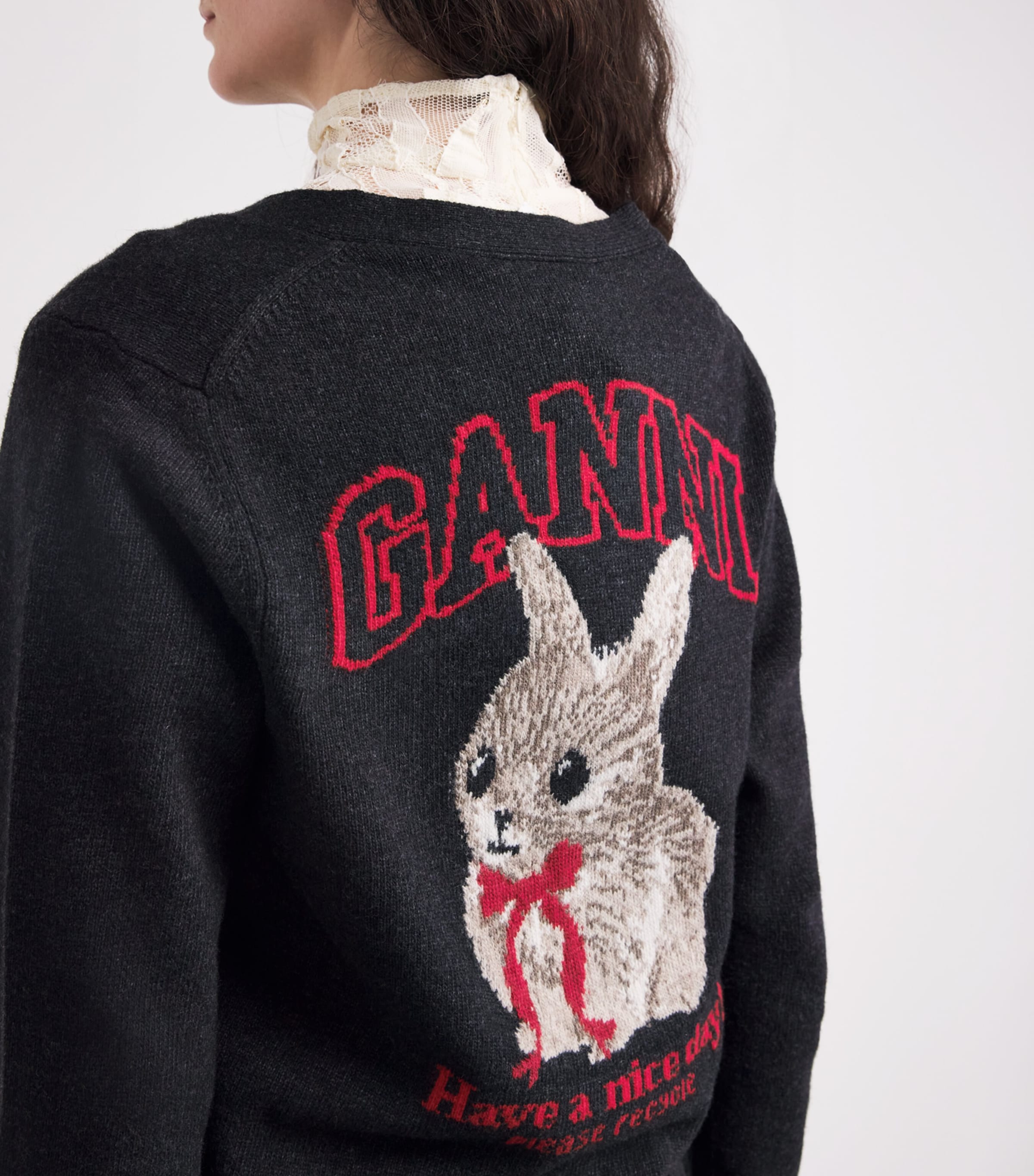 Wool-Blend Bunny Jacquard Cardigan 252 PHANTOM Image 6