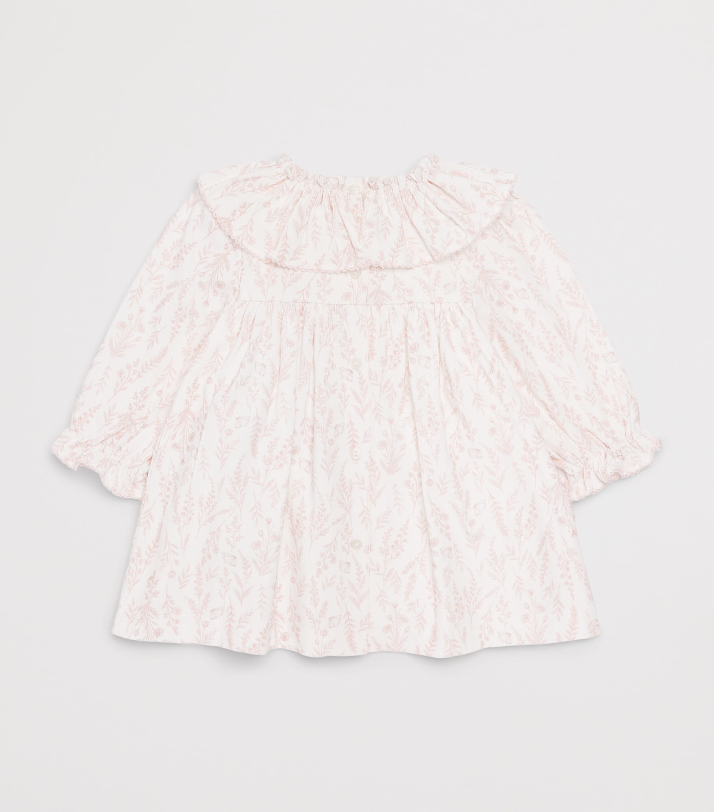 Patachou Needlecord Printed Ruffle-Collar Dress (0-24 Months) Ecru Flrl Prnt Image 2