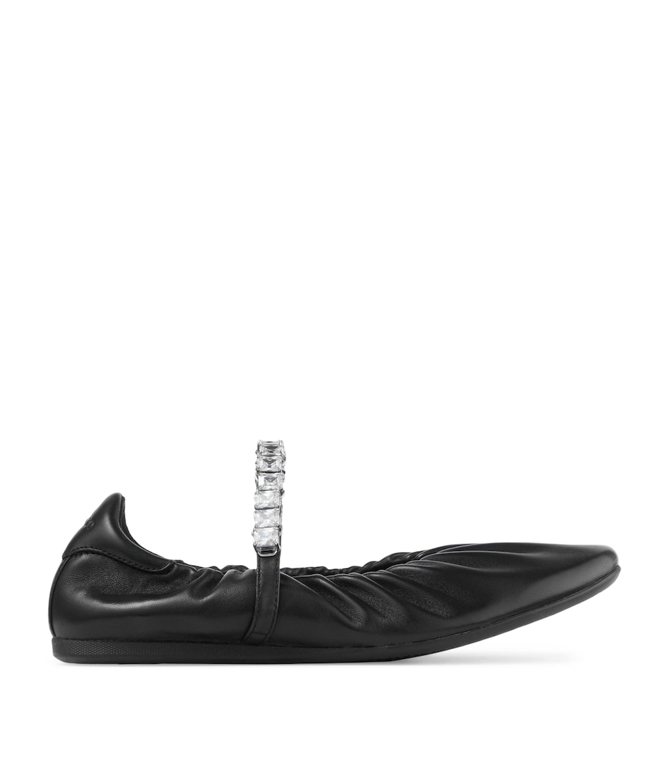 Jimmy Choo Jade Embellished Leather Ballet Flats X Black/crystal