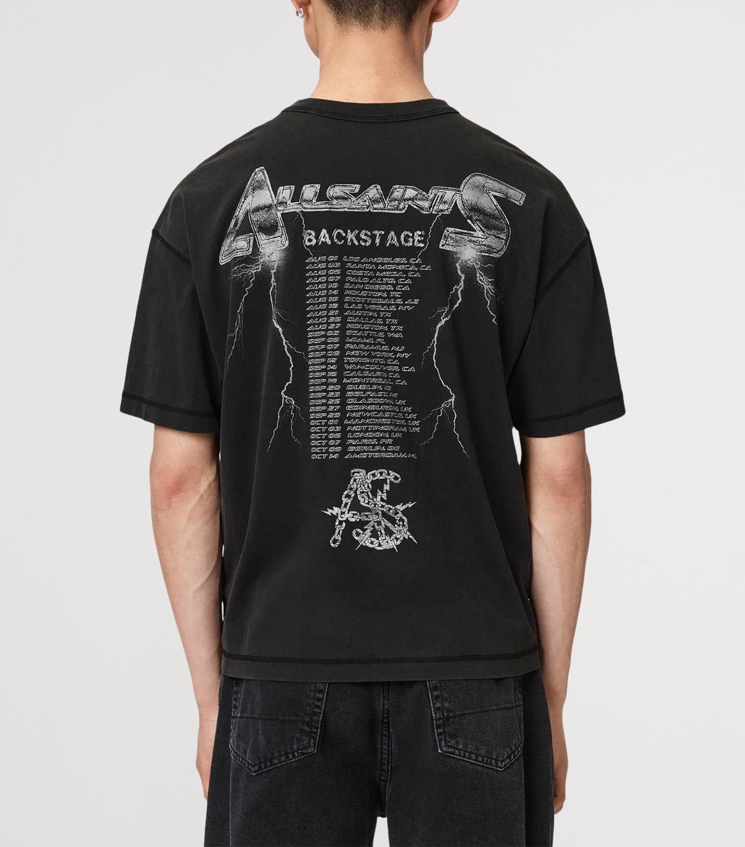 AllSaints Mens Cotton Iron Tiger T-Shirt Washed Black Image 4