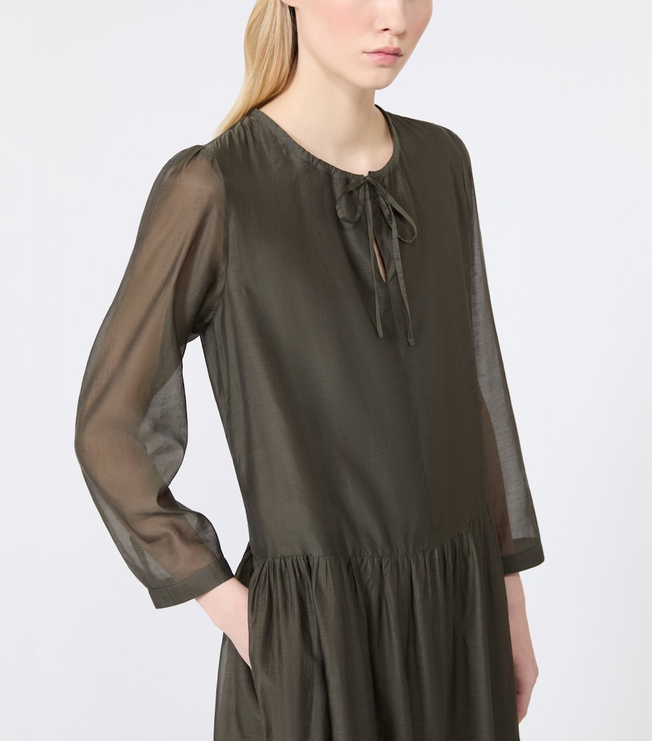 Max Mara Womens Cotton-Silk Voile Maxi Dress Kaki Image 4