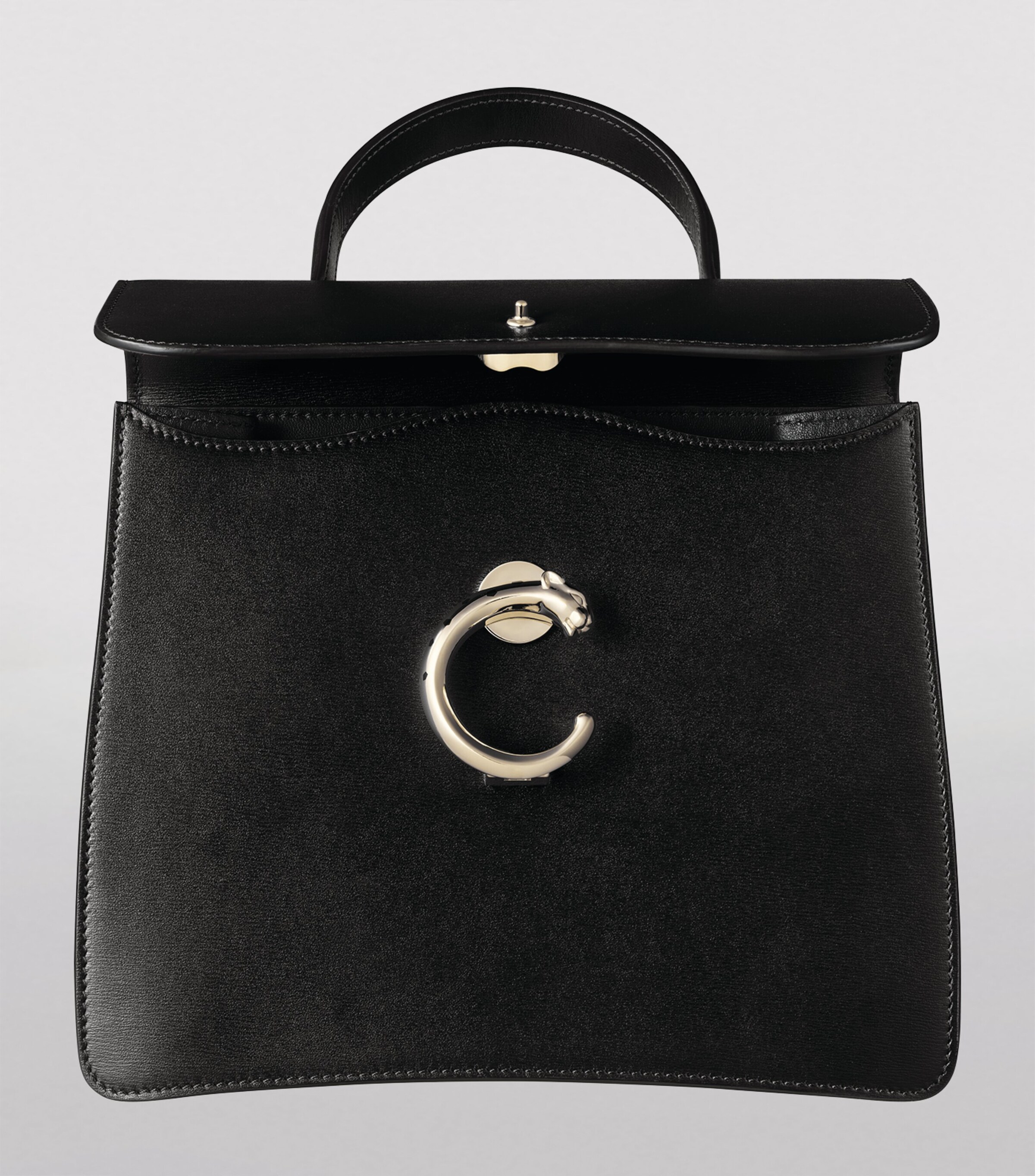 Leather Panthère De Cartier Top-Handle Bag BLACK Image 5