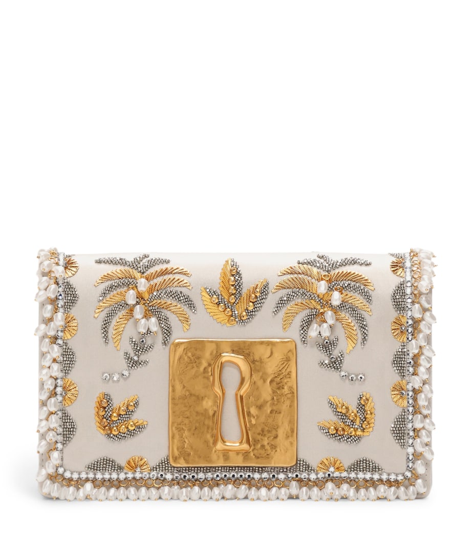 Schiaparelli Embellished Keyhole Bijoux Clutch Bag Ivory Image 1