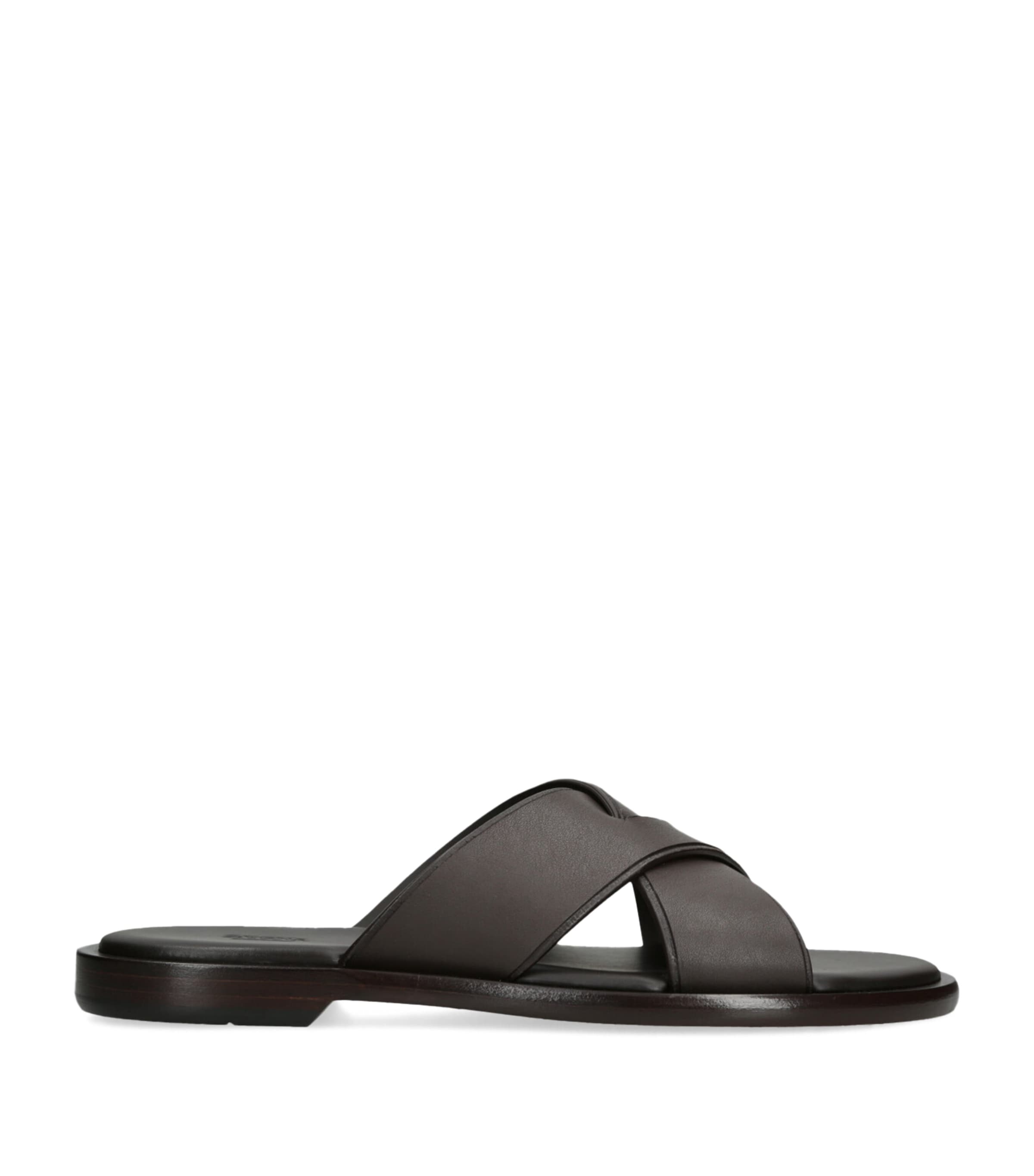 Zegna Leather Sandals In Black