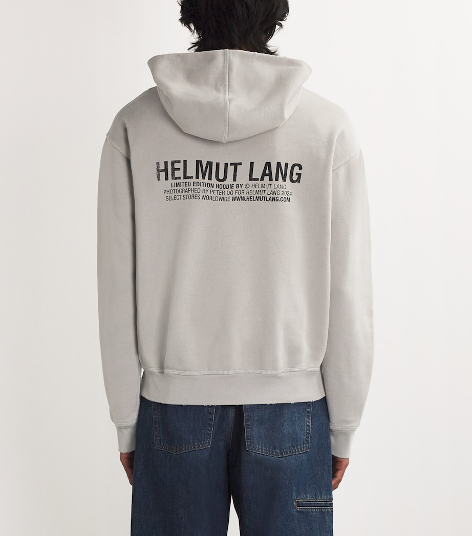 Helmut Lang Mens Cotton Postcard Print Hoodie Grey Image 4