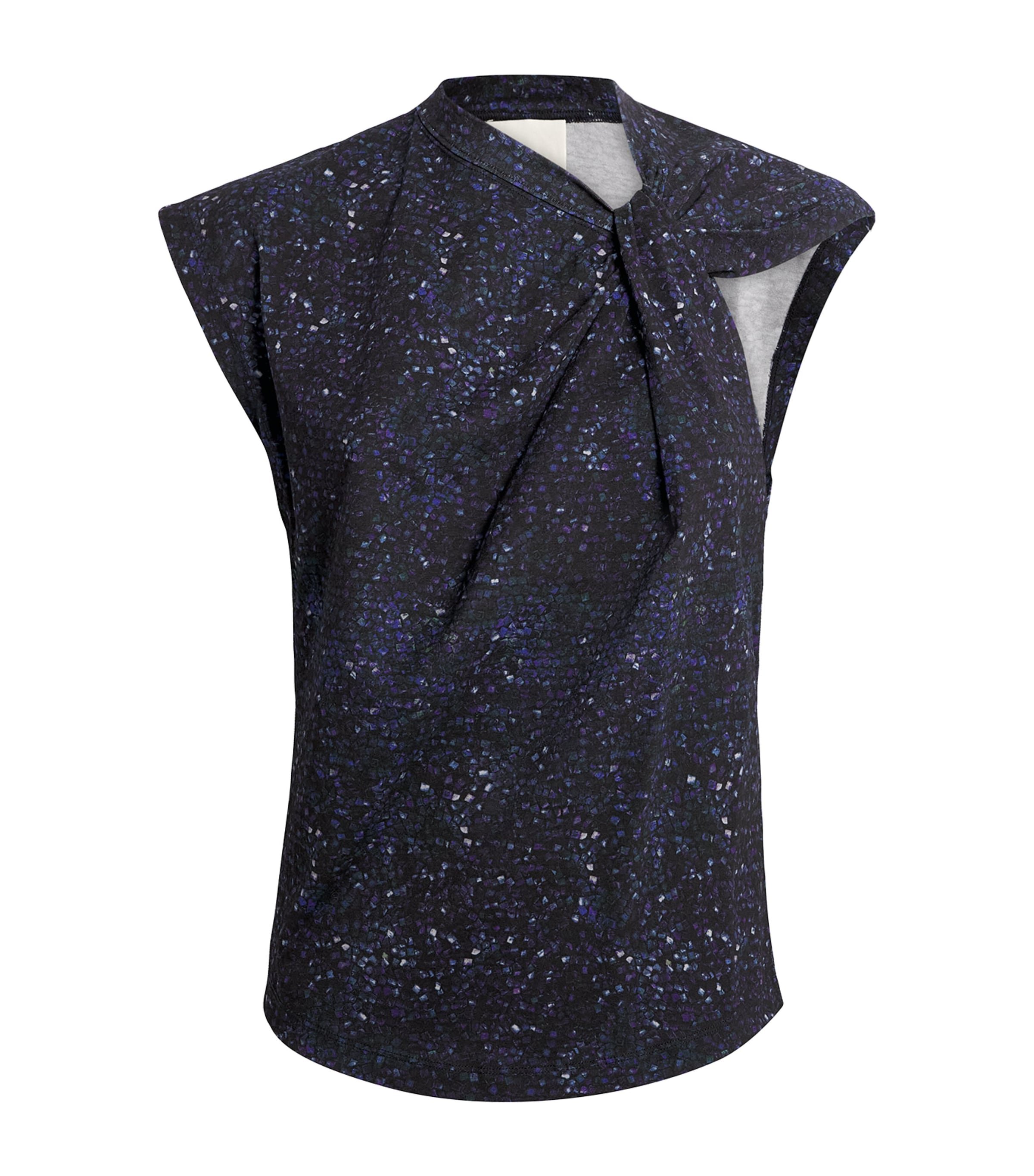 Isabel Marant Nayda Asymmetrical T-shirt With Midnight Blue Print Women In Blue