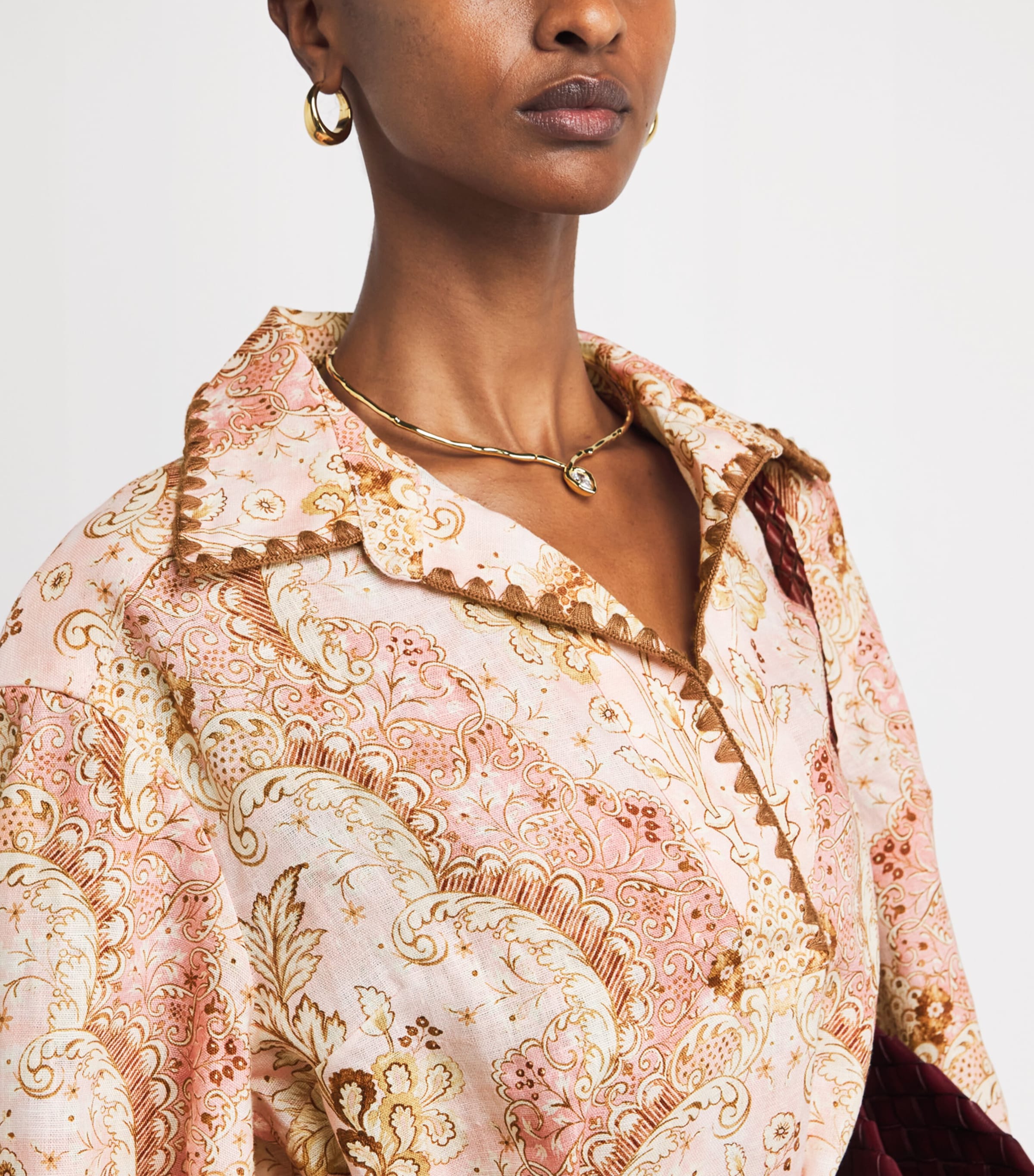 Linen Printed Daylight Mini Dress DAMASK ROSEDARO Image 4