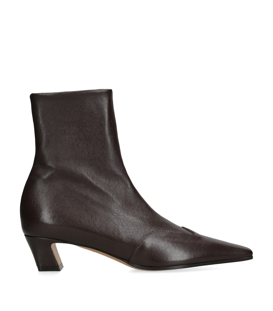 Khaite Leather Nevada Ankle Boots 40 Dark Brown
