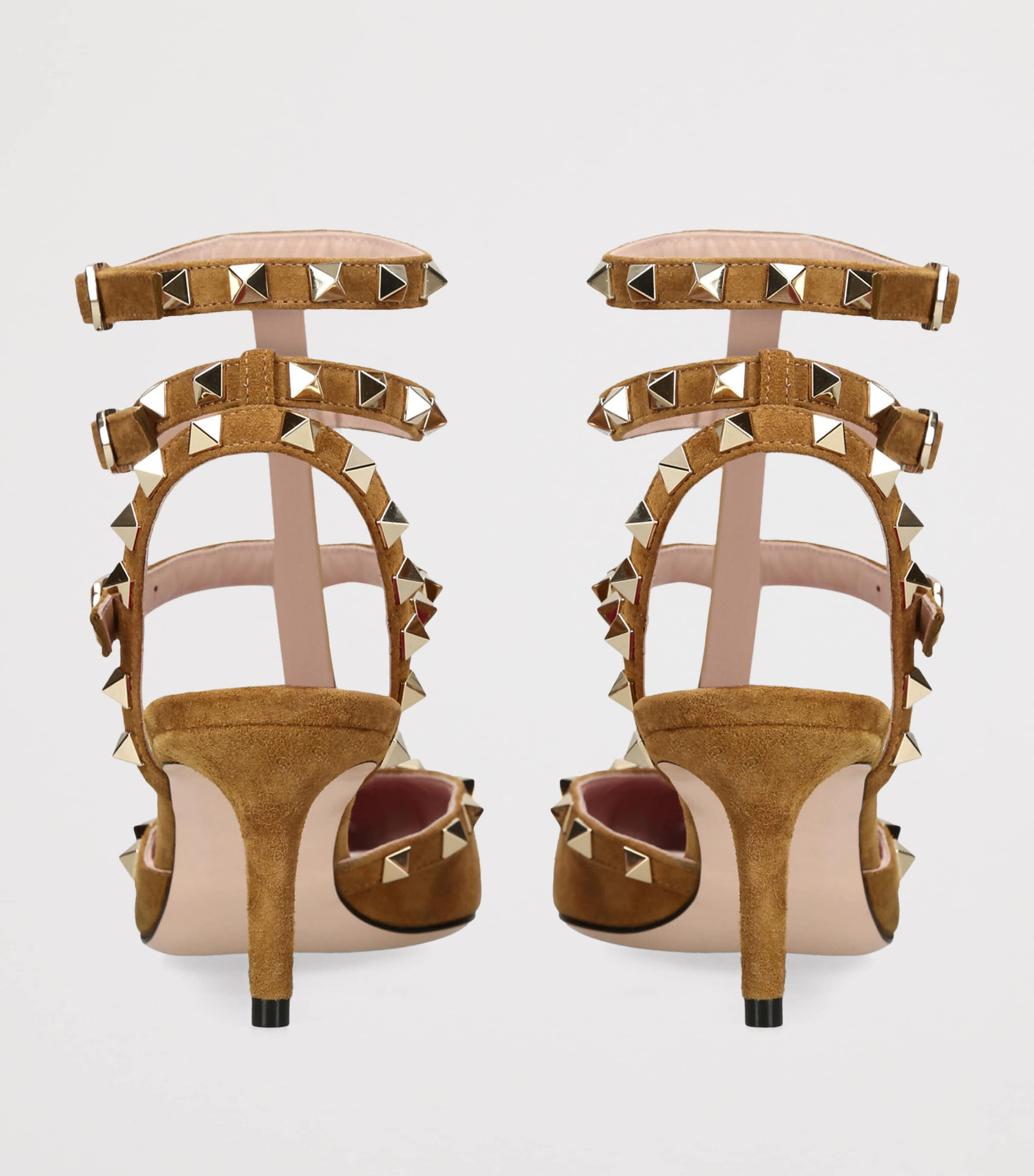 Valentino Garavani Suede Rockstud Pumps 65 Tan Image 4