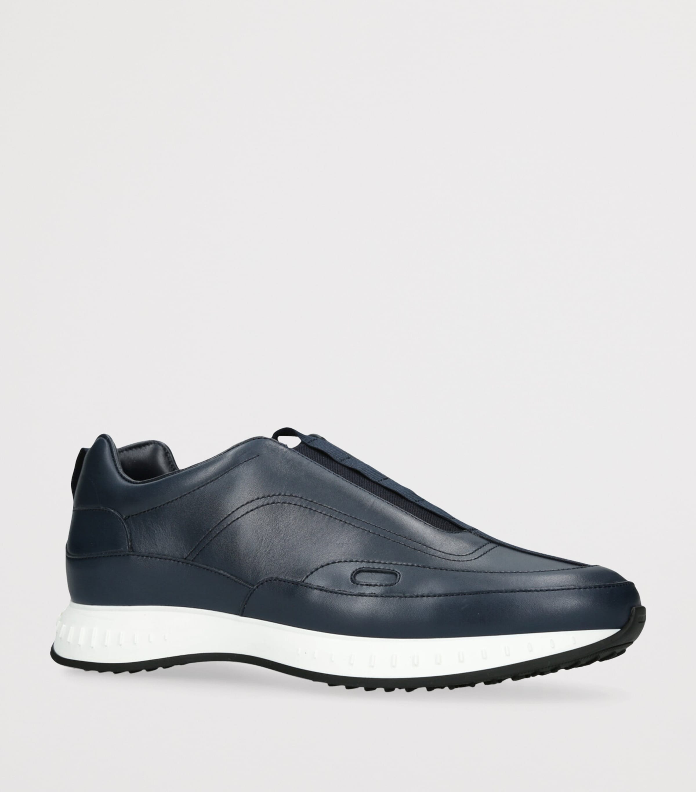 Leather Stream Laced Sneakers NAVY Image 3
