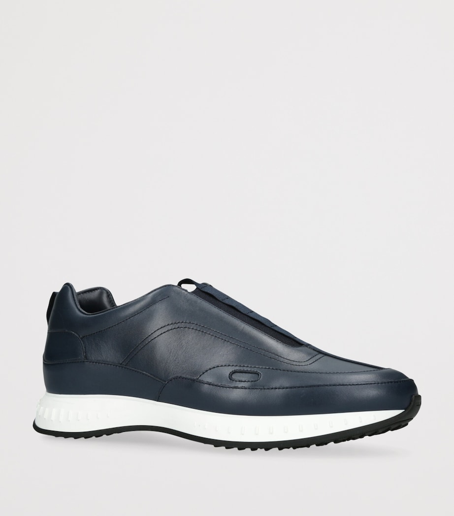 Leather Stream Laced Sneakers NAVY Image 3