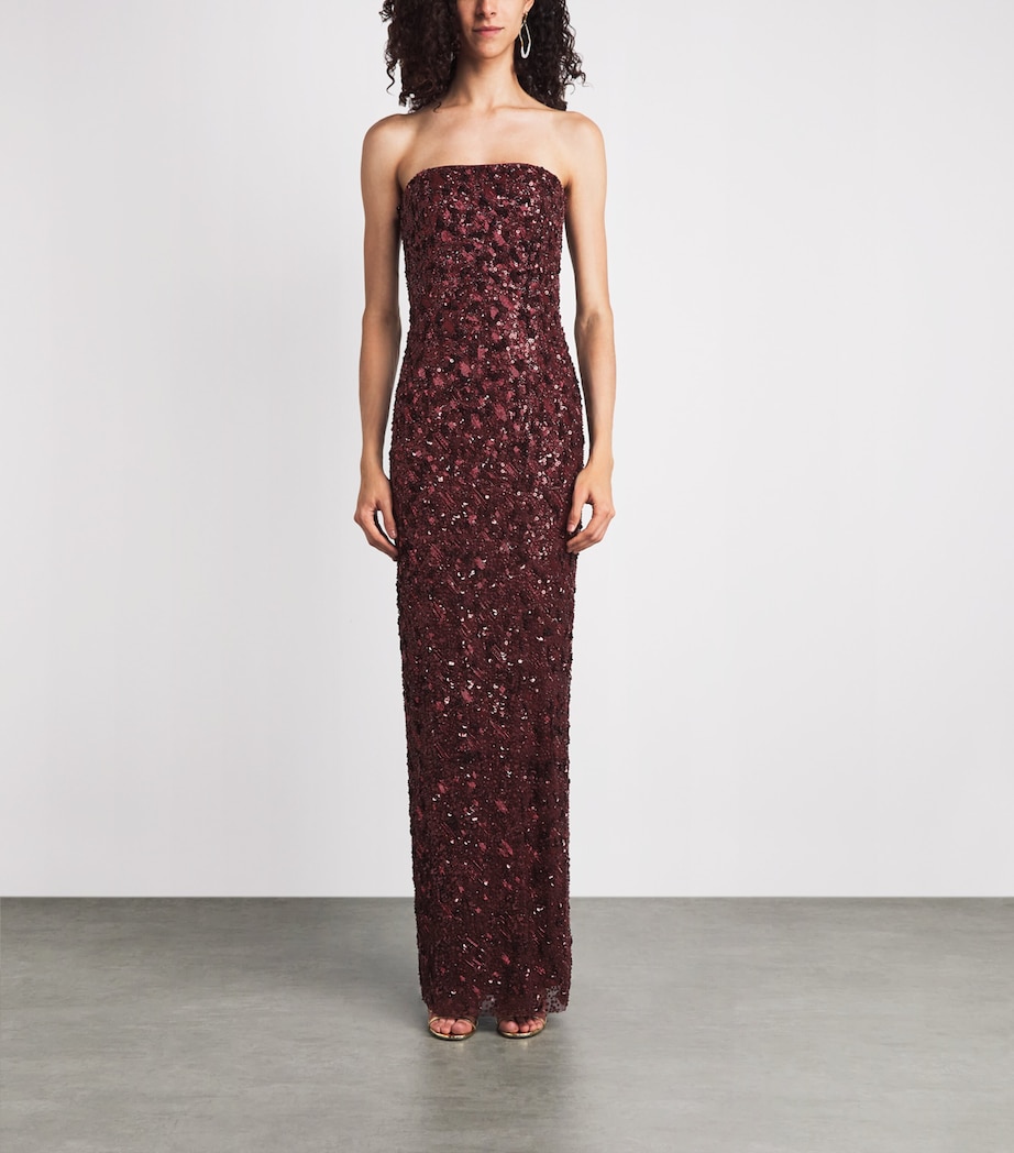 Jenny Packham Womens Embellished Sirocco Gown and Cape Bordeaux Image 5