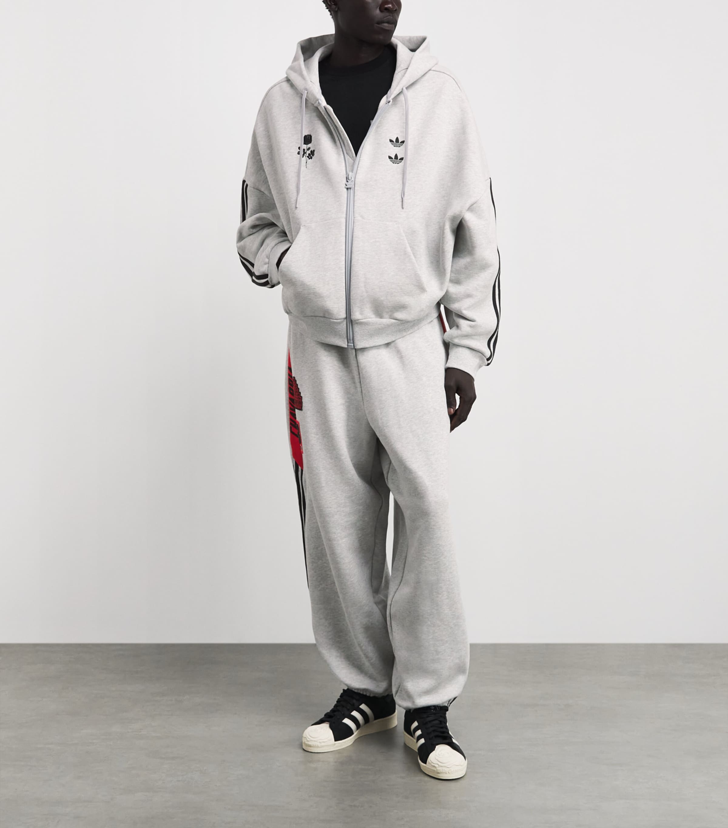 Willy Chavarria Mens x adidas Originals Logo Sweatpants Lgrey Image 2