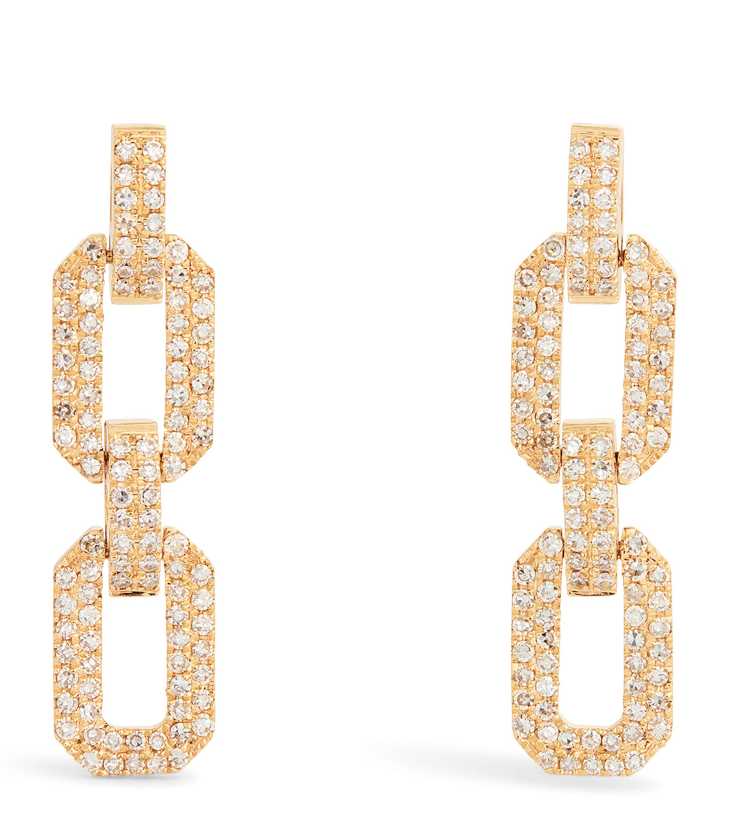 Shay Yellow Gold And Diamond Deco Chain Earrings In Gold