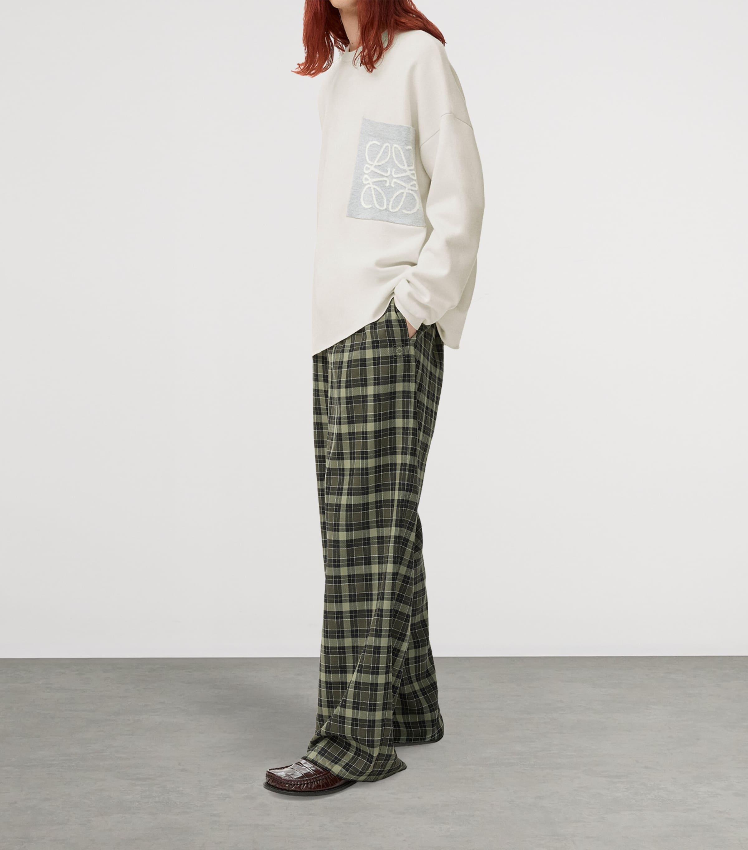 Cotton-Blend Anagram Sweater BEIGE/GREY Image 5