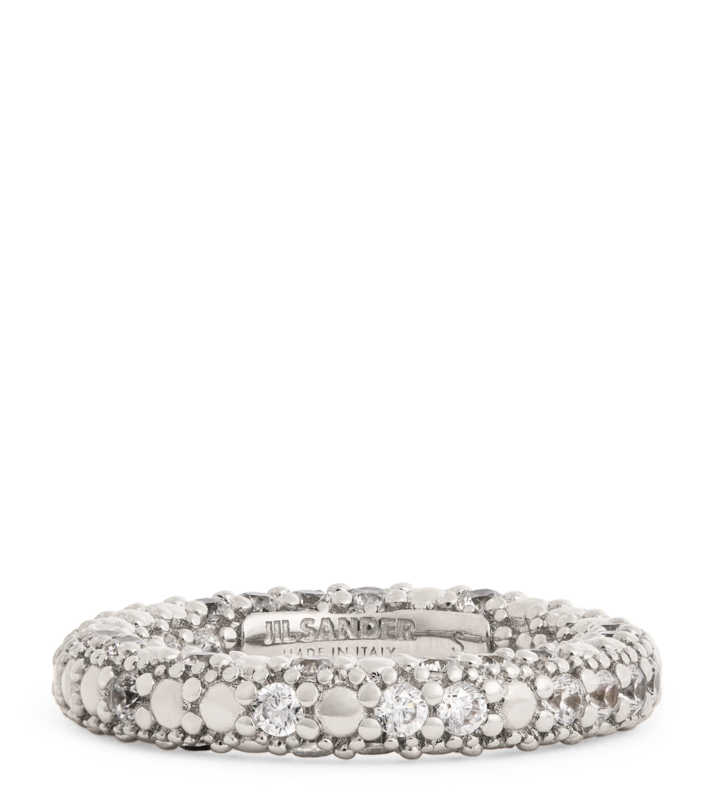 JIL SANDER CRYSTAL-EMBELLISHED RING