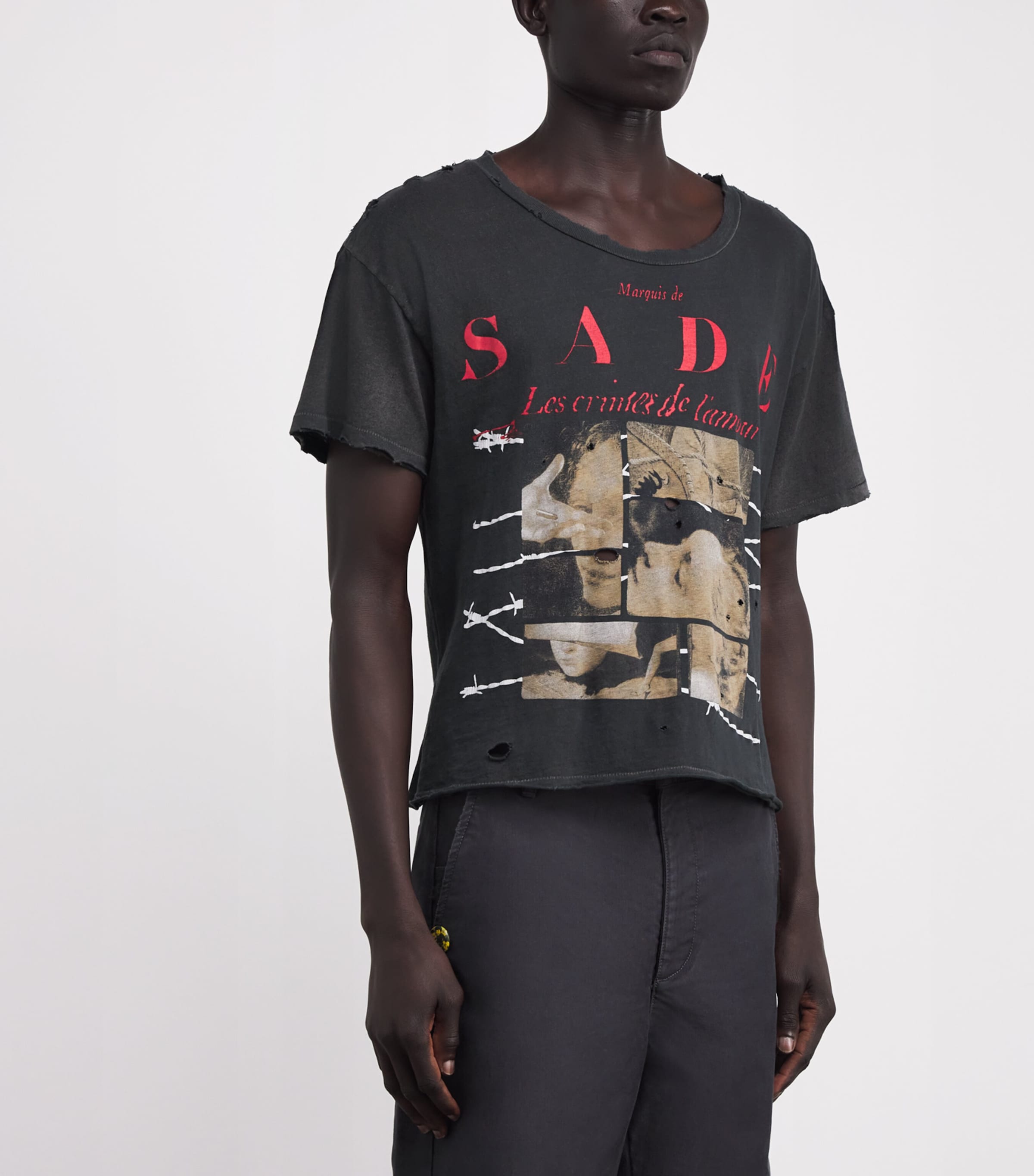 Distressed Les Crimes De L’Amour T-Shirt THRASHED BLACK Image 3