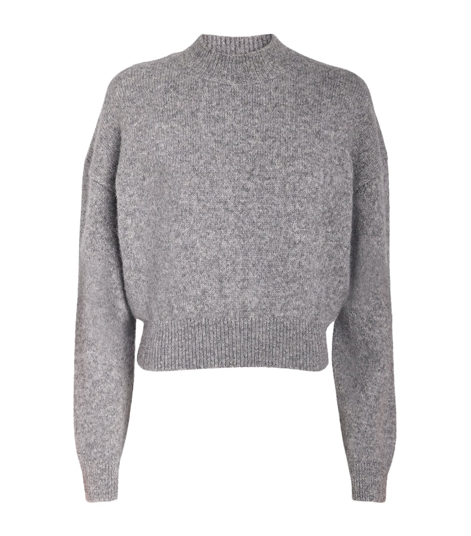 Jacquemus Womens Alpaca Wool-Blend Logo Sweater Grey Image 1