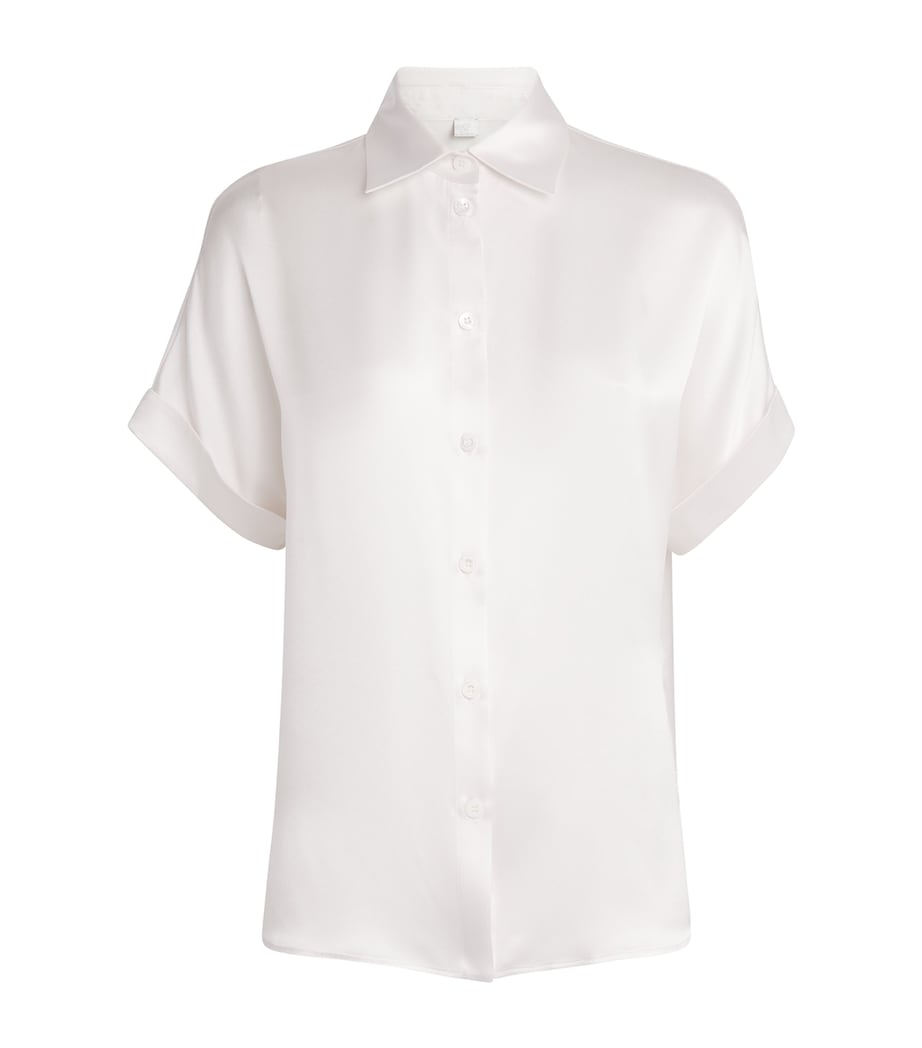 Eleventy Womens Silk Short-Sleeve Shirt Bianco Image 1