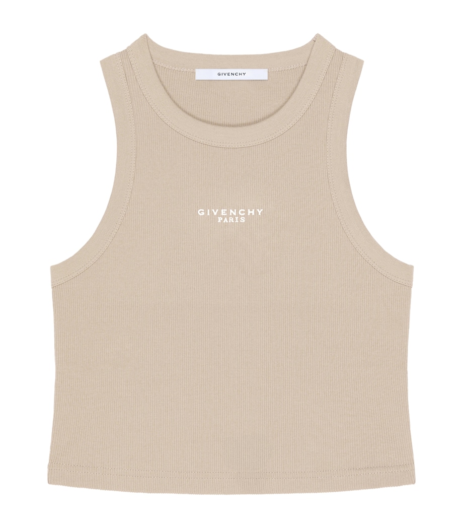 Givenchy Womens Stretch-Cotton Logo Tank Top Beige Cappuccino Image 1