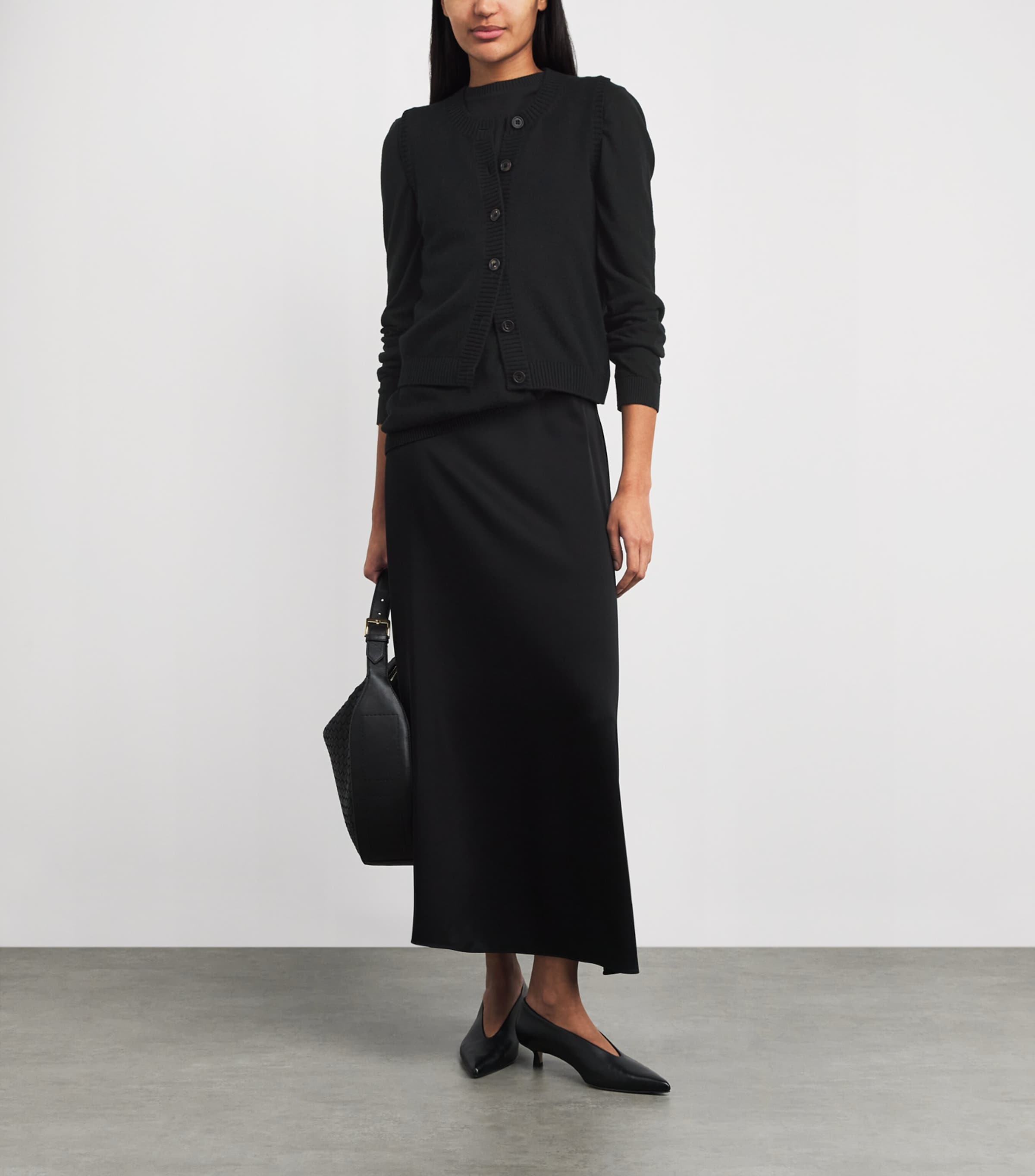 Harrods Womens Cashmere-Cotton Sweater Vest Black Image 2