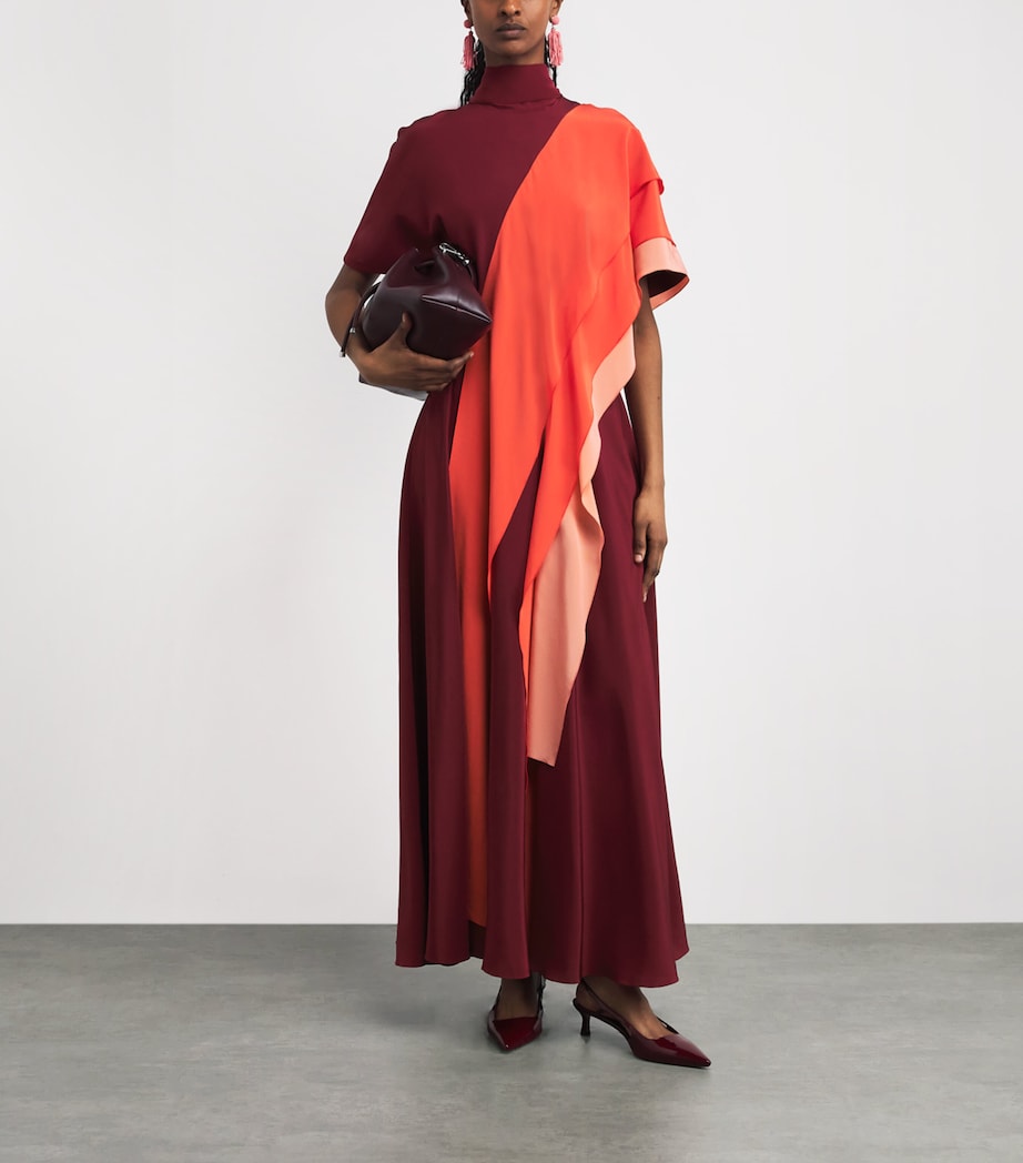 Roksanda Womens Silk Arista Maxi Dress Borgonha / Hibiscus Image 2