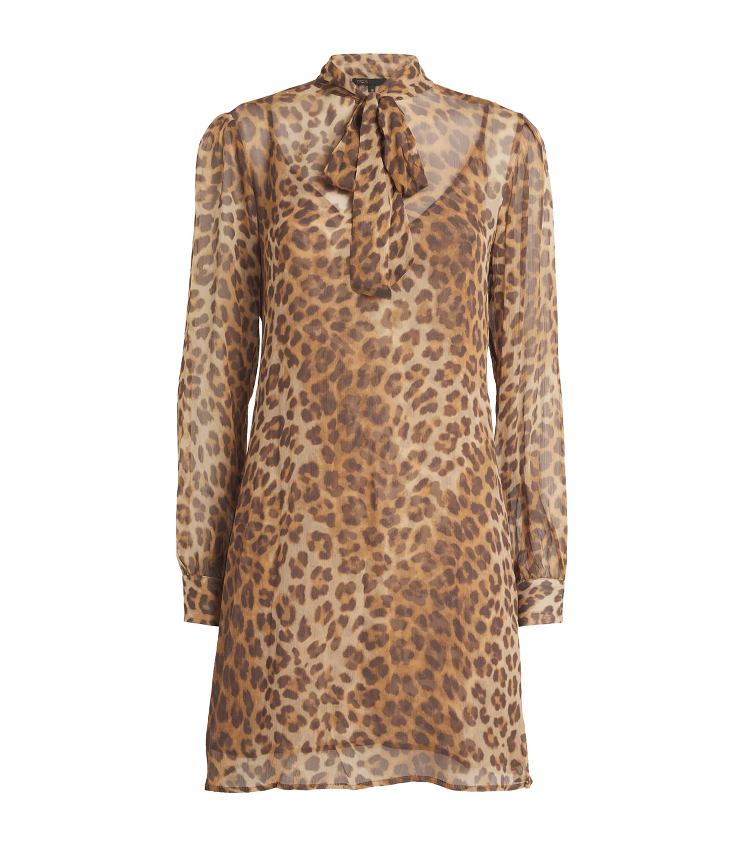 Shop Maje Leopard Print Mini Dress In Brown